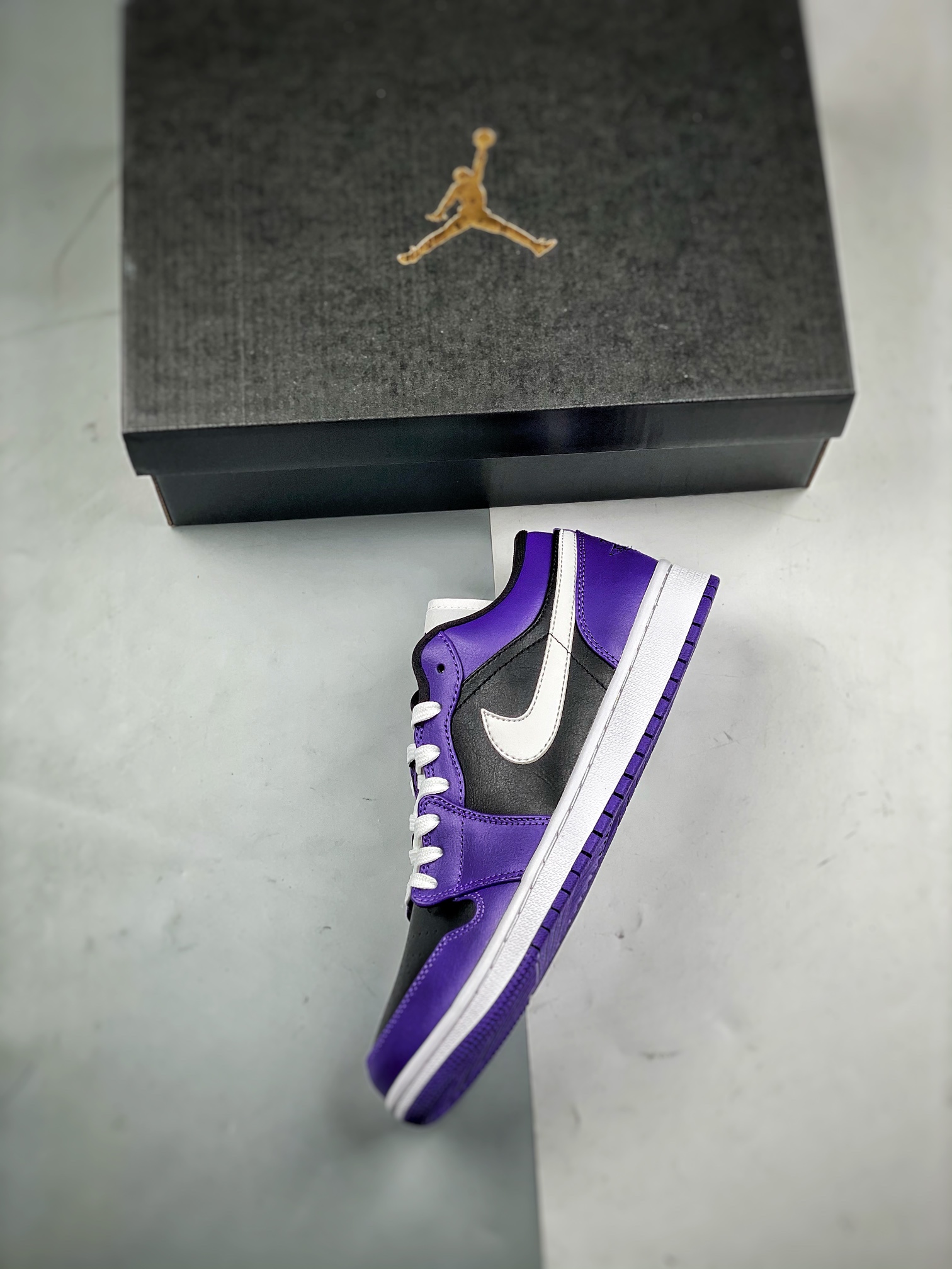 支持放店AirJordan1Low黑紫拼接大厂纯原生产线出品全新开发原鞋比对匹配率98%原楦原纸板开发极