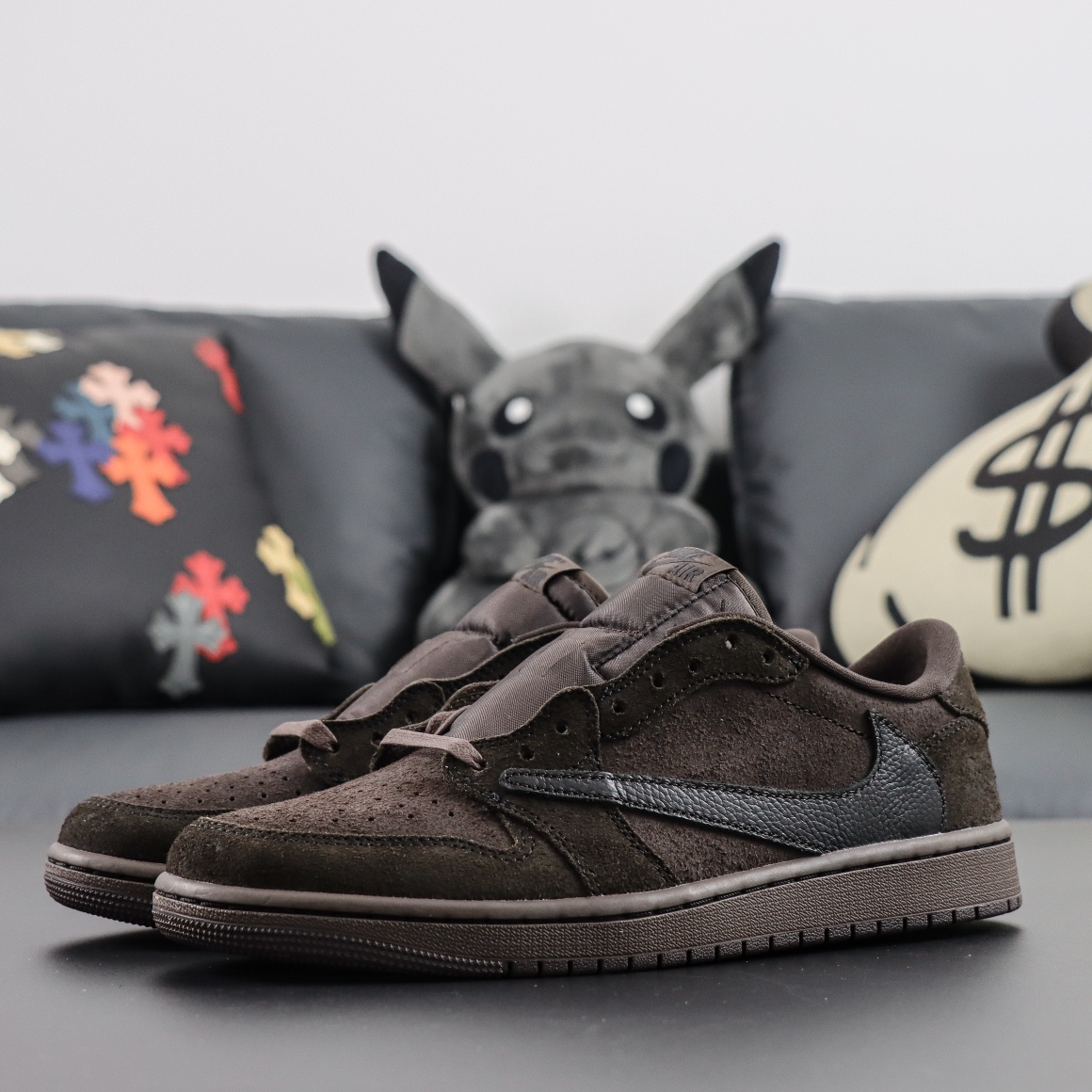 TravisScottxAirJordan1LowOGVelvetBrown丝绒摩卡9.0OG纯原生