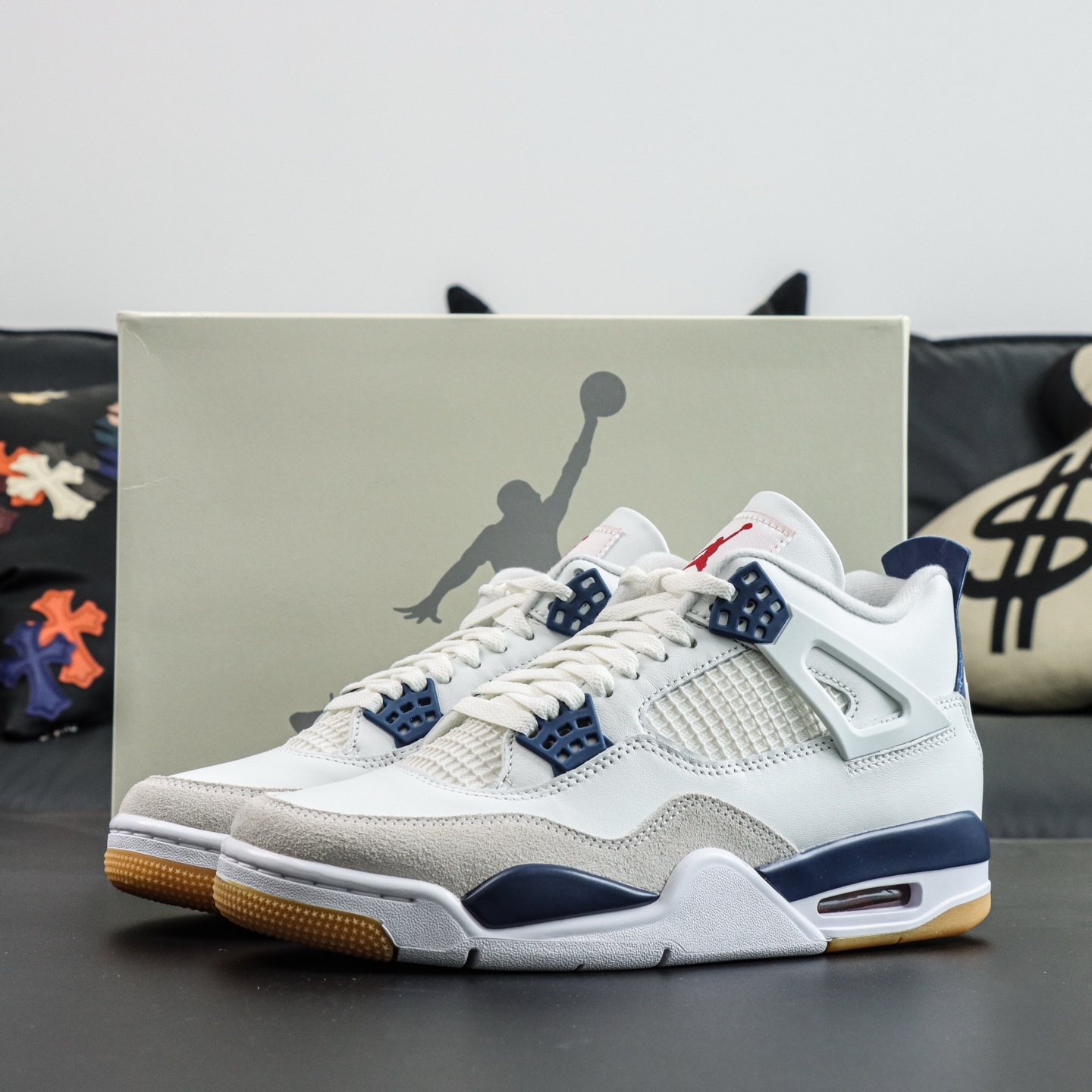 Nike SB x Jordan Air Jordan 4 Navy联名款 白蓝 白宝蓝 DR5415