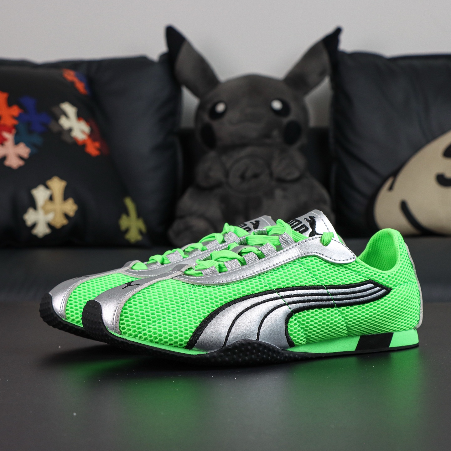 PUMA H-Street Low-Profile Sneakers - Silver & Green, Authentic Design 1 i1753875822420 3217 0 0