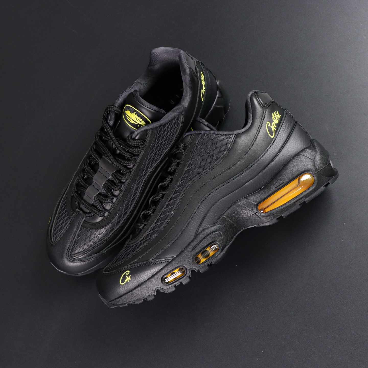 Corteiz x Nike Air Max 95: Black & Yellow Cushion Running Shoes for Men 9 i1755346438856 2578 0 8