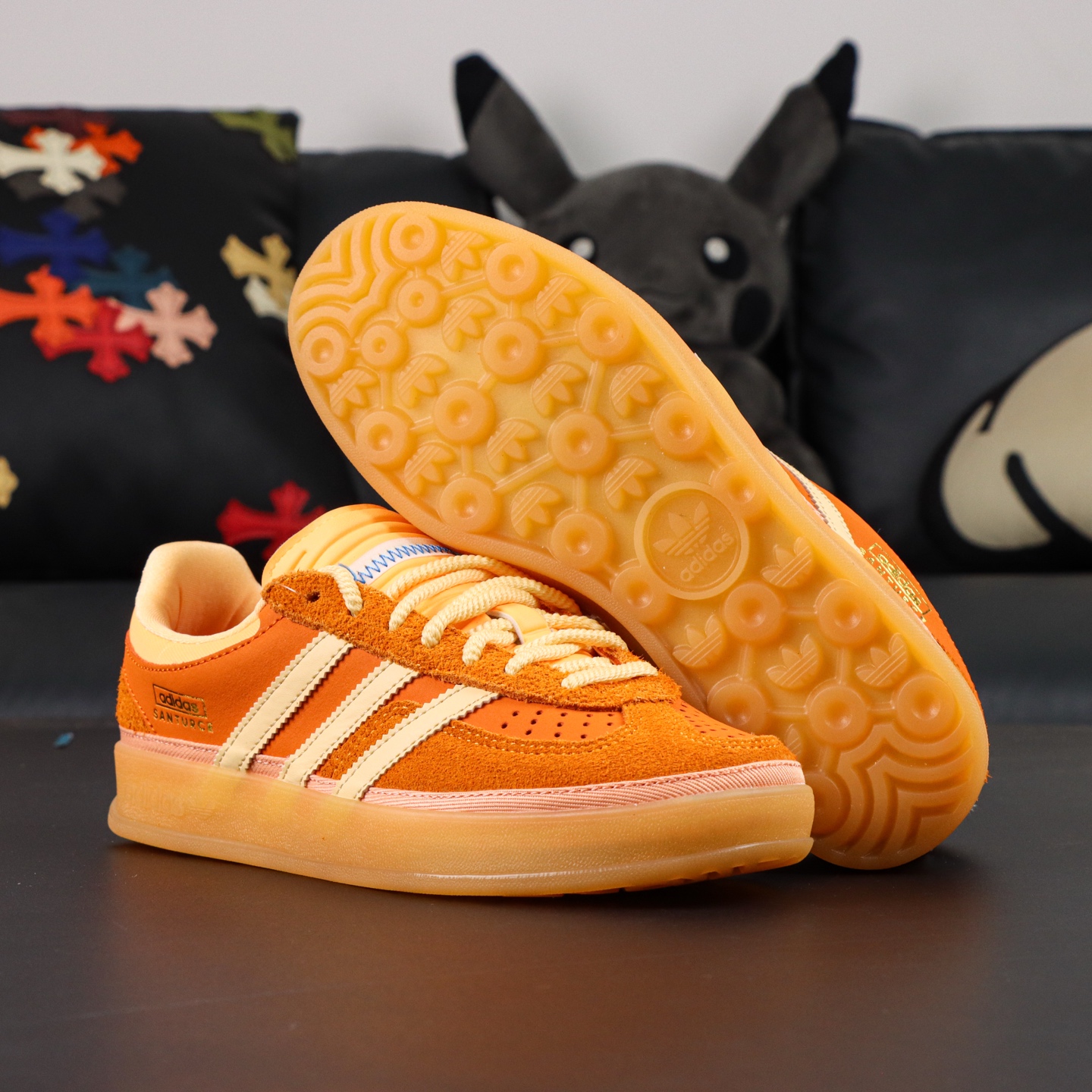 Adidas x Bad Bunny Gazelle Indoor: Suede Leather Low-Top Sneakers - Orange 4 i1758714658642 5439 0 2