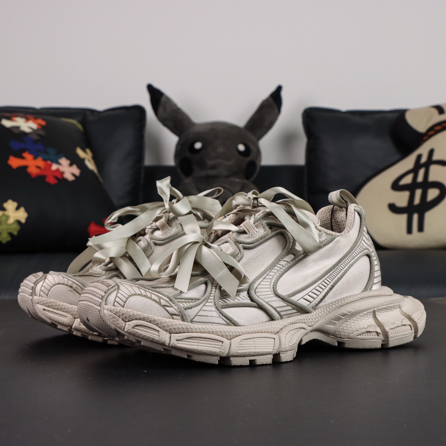 Balenciaga巴黎世家 3XL 磨损效果 圆头厚底系带老爹鞋S2纯原生产线出品 网面轻便型老爹鞋在