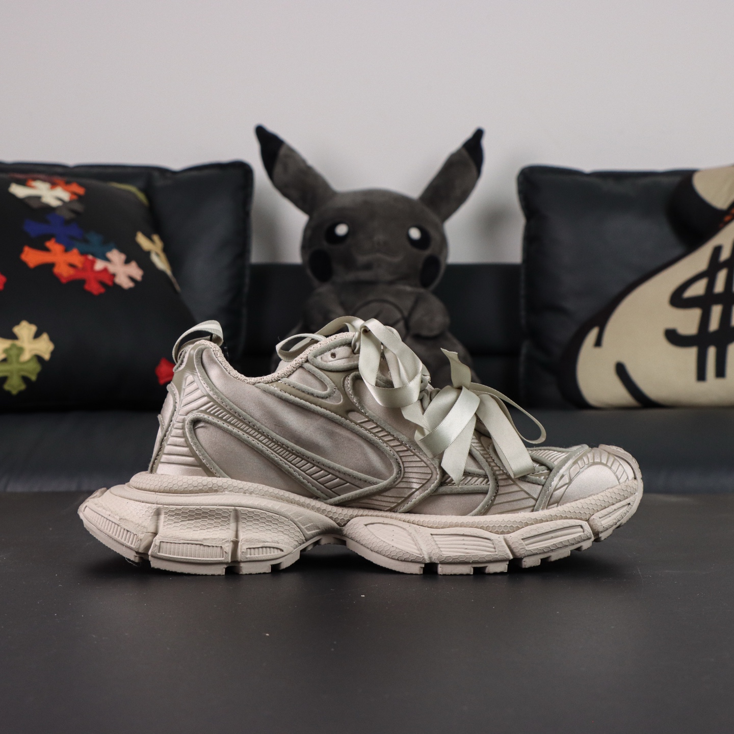 Balenciaga巴黎世家 3XL 磨损效果 圆头厚底系带老爹鞋S2纯原生产线出品 网面轻便型老爹鞋在