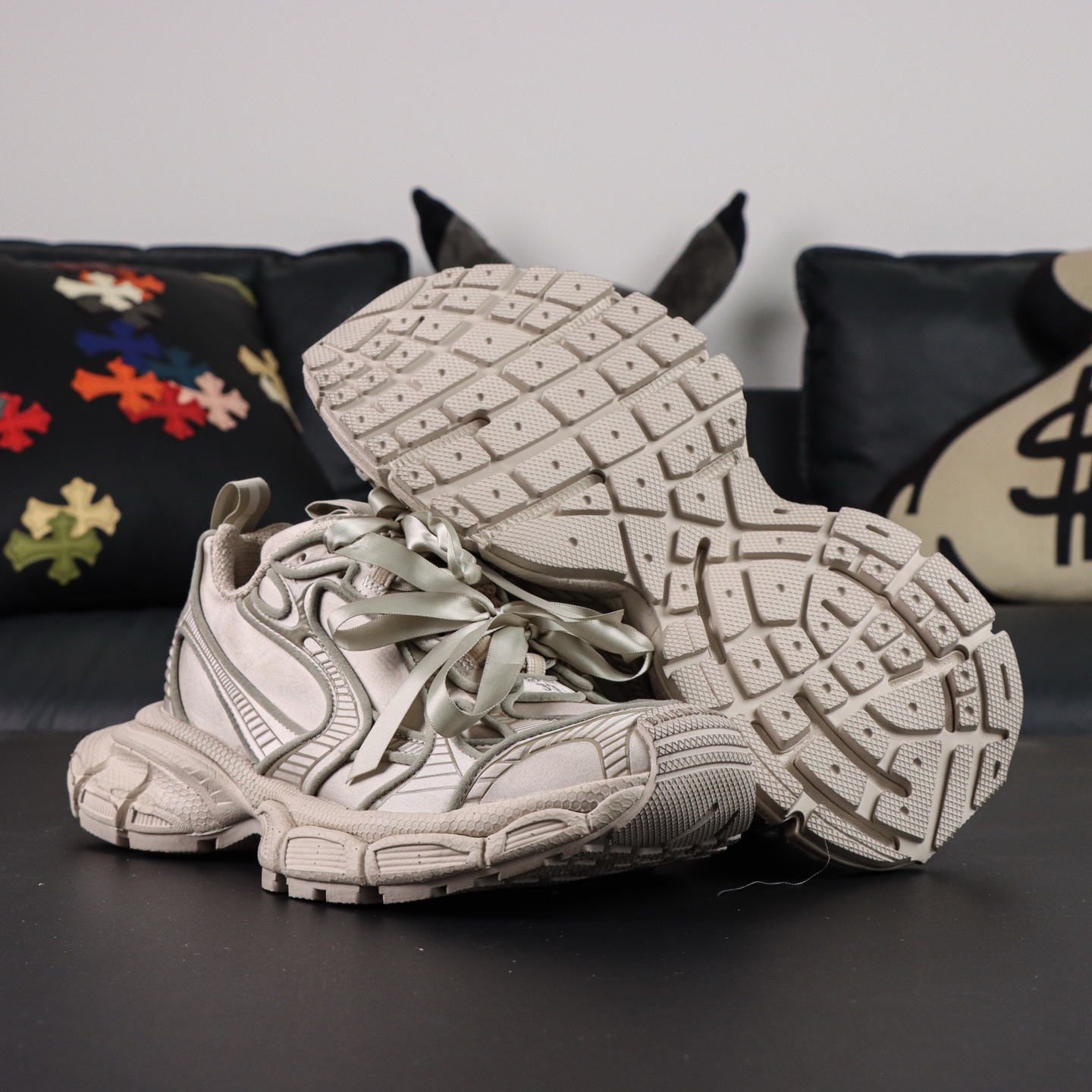 Balenciaga巴黎世家 3XL 磨损效果 圆头厚底系带老爹鞋S2纯原生产线出品 网面轻便型老爹鞋在