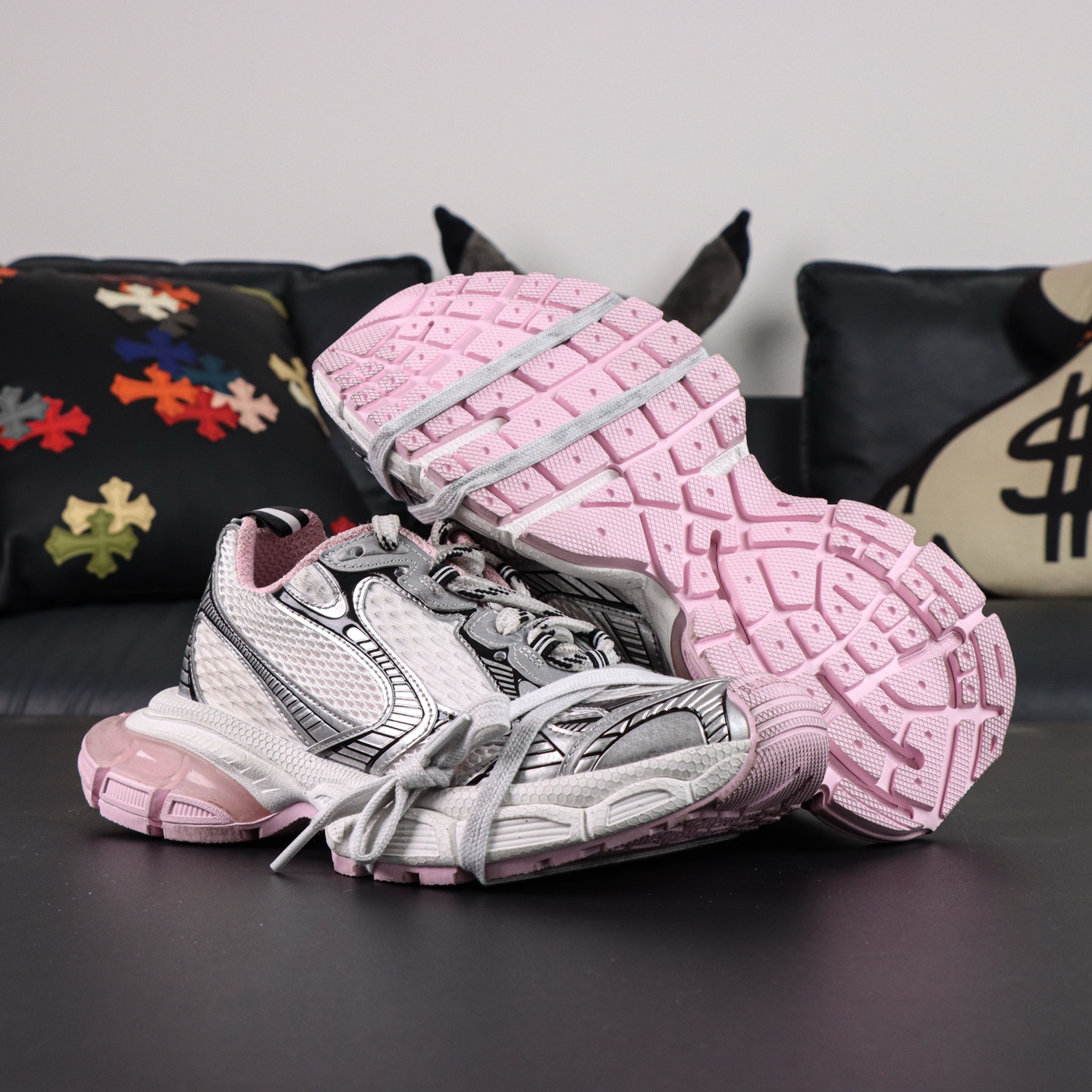 Balenciaga巴黎世家 3XL 磨损效果 圆头厚底系带老爹鞋S2纯原生产线出品 网面轻便型老爹鞋在