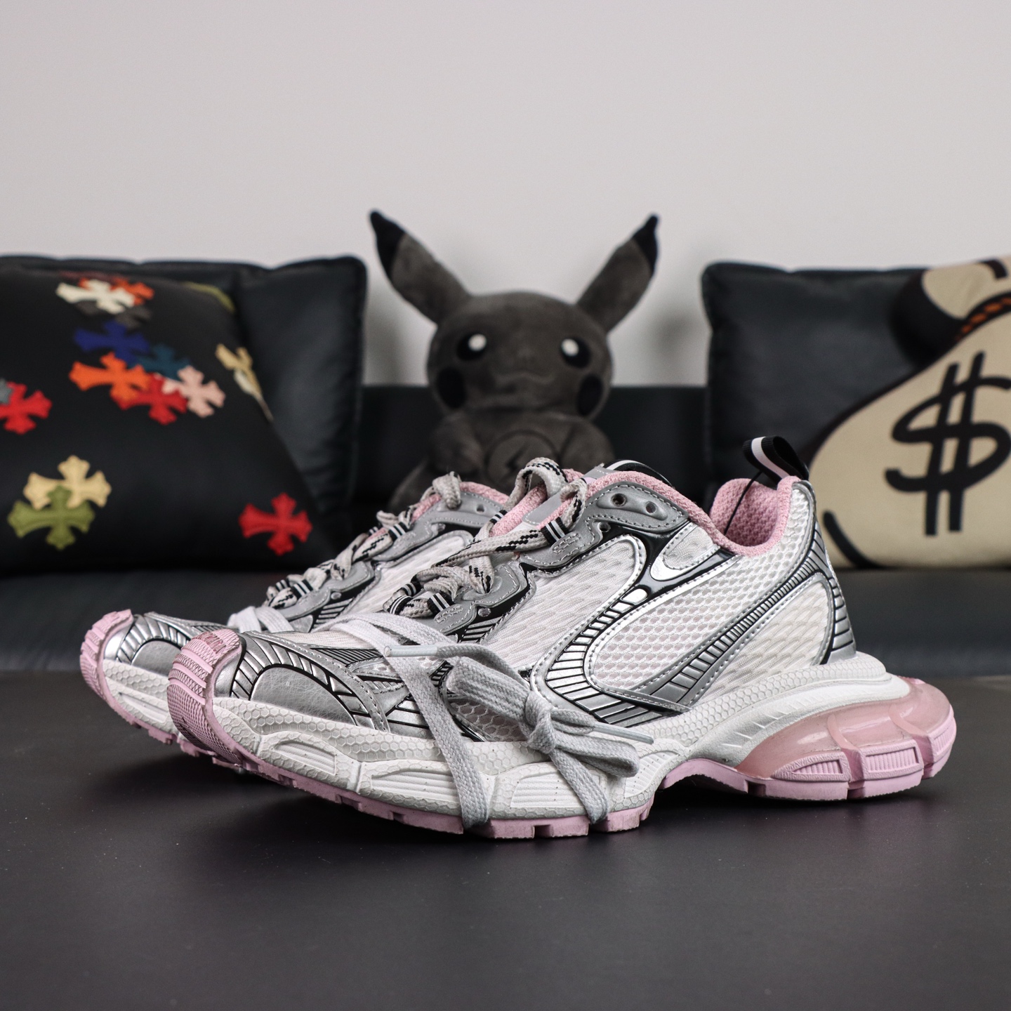 Balenciaga巴黎世家 3XL 磨损效果 圆头厚底系带老爹鞋S2纯原生产线出品 网面轻便型老爹鞋在