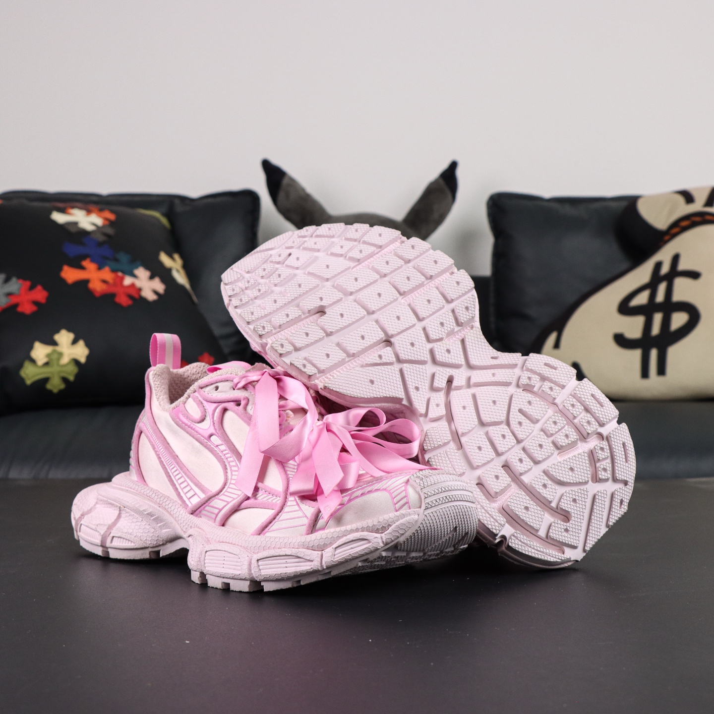 Balenciaga巴黎世家 3XL 磨损效果 圆头厚底系带老爹鞋S2纯原生产线出品 网面轻便型老爹鞋在