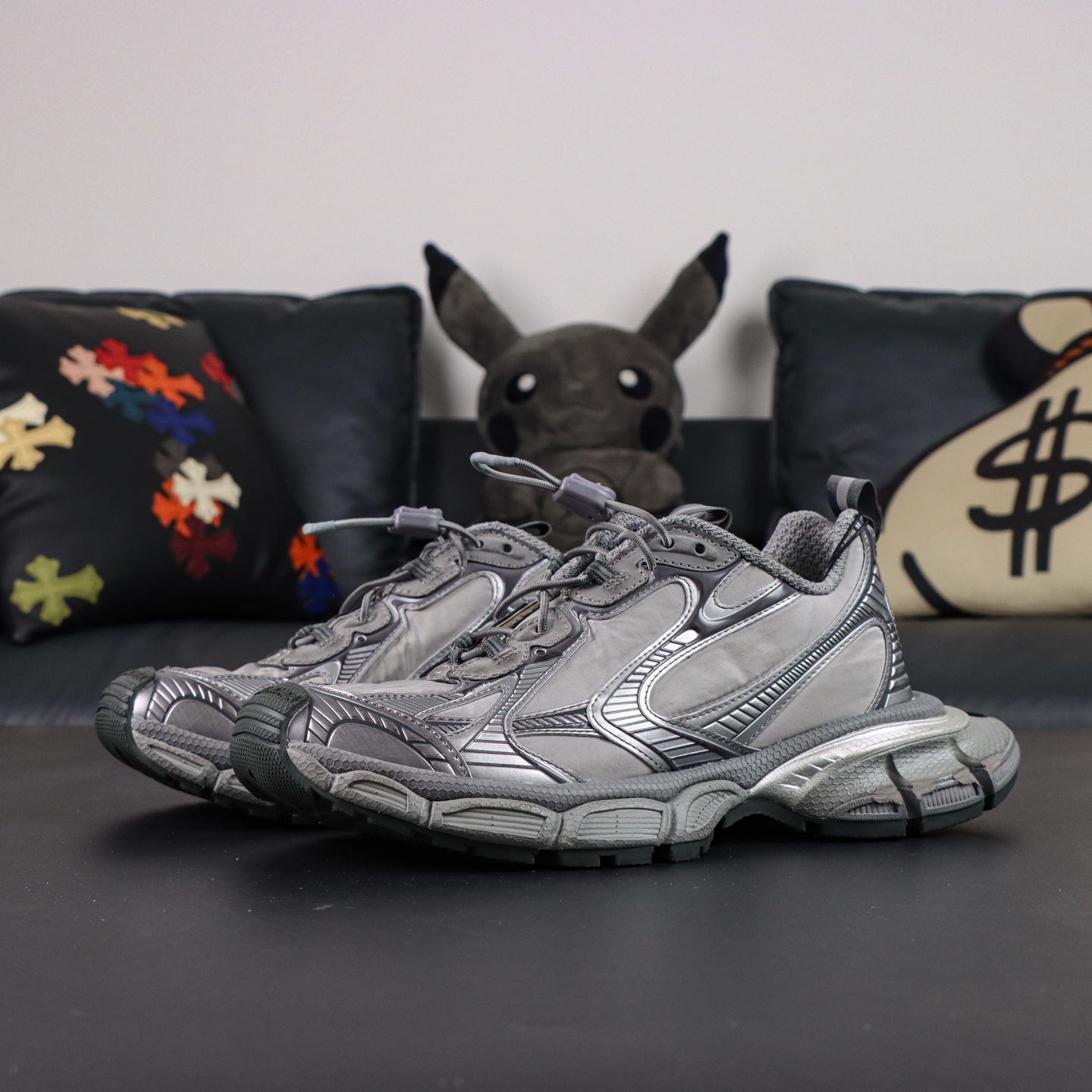 Balenciaga巴黎世家 3XL 磨损效果 圆头厚底系带老爹鞋S2纯原生产线出品 网面轻便型老爹鞋在