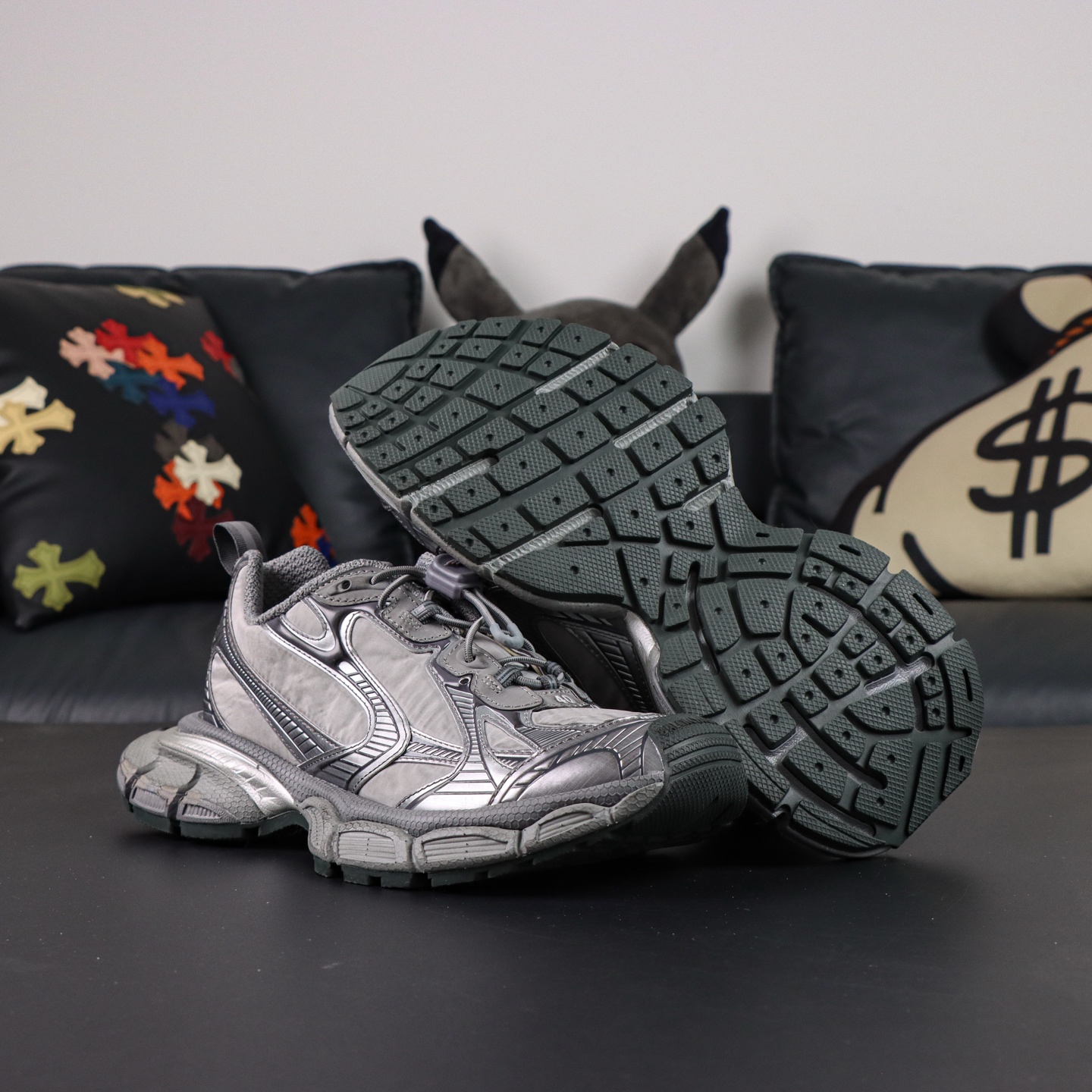 Balenciaga巴黎世家 3XL 磨损效果 圆头厚底系带老爹鞋S2纯原生产线出品 网面轻便型老爹鞋在