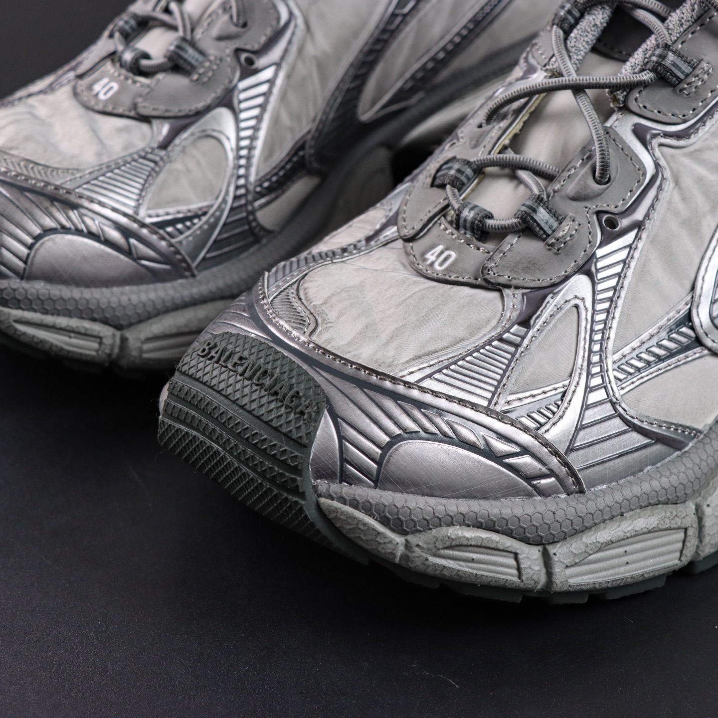 Balenciaga巴黎世家 3XL 磨损效果 圆头厚底系带老爹鞋S2纯原生产线出品 网面轻便型老爹鞋在