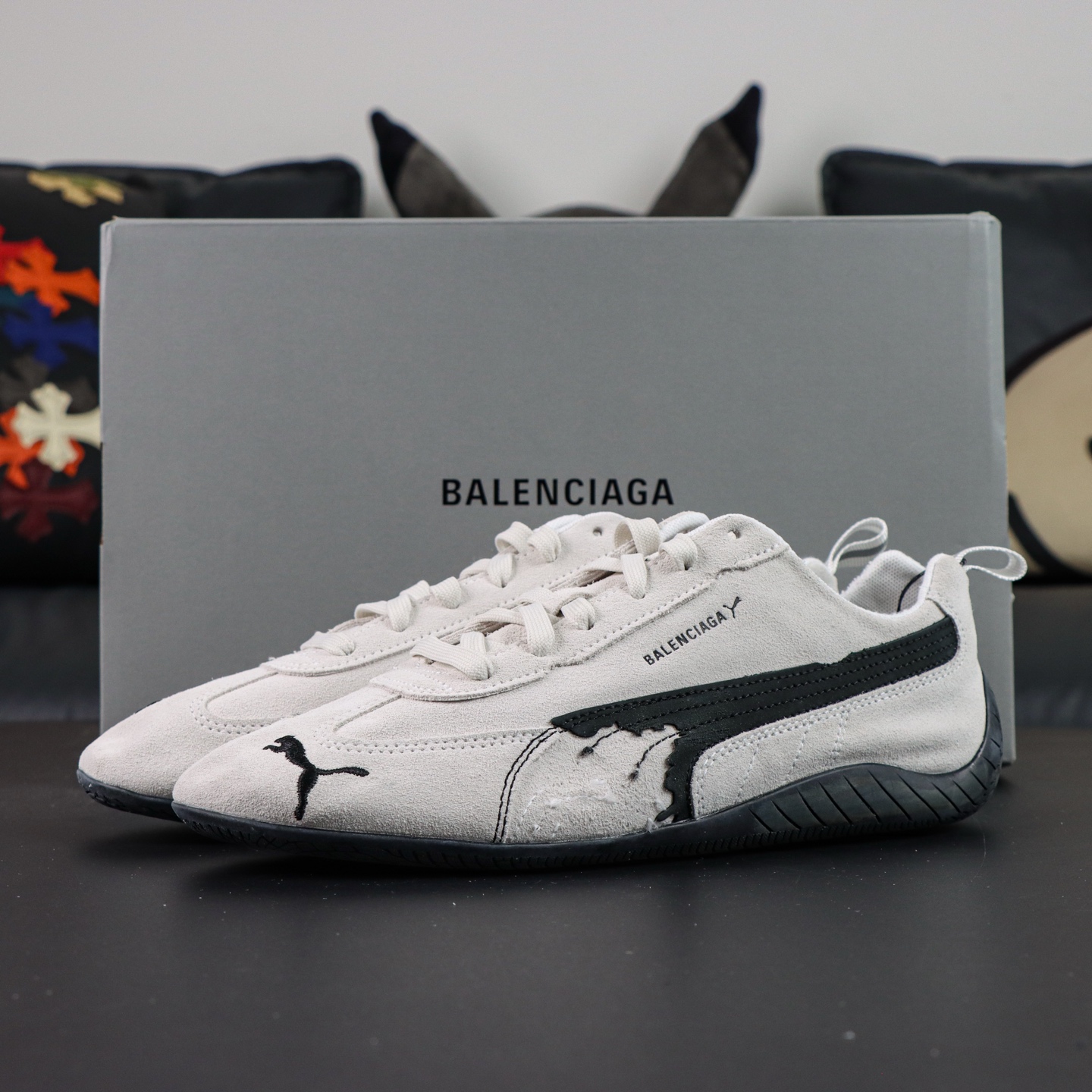 PUMA x Balenciaga巴黎世家 Speedcat 系列 薄底鞋德训鞋赛车鞋 黑色S2纯原生产