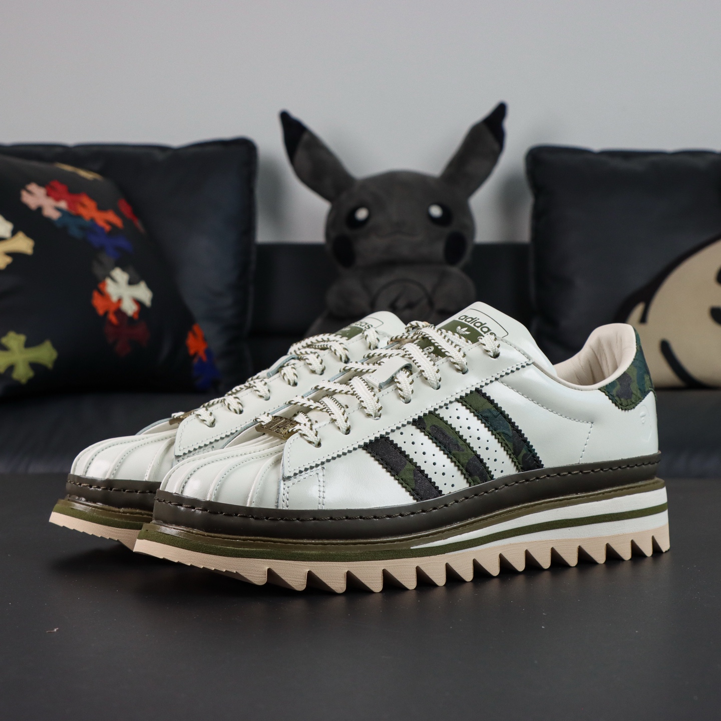 Adidas CLOT X BAPE SUPERSTAR BY E 陈冠希联名 锯齿休闲板鞋 大厂纯原生