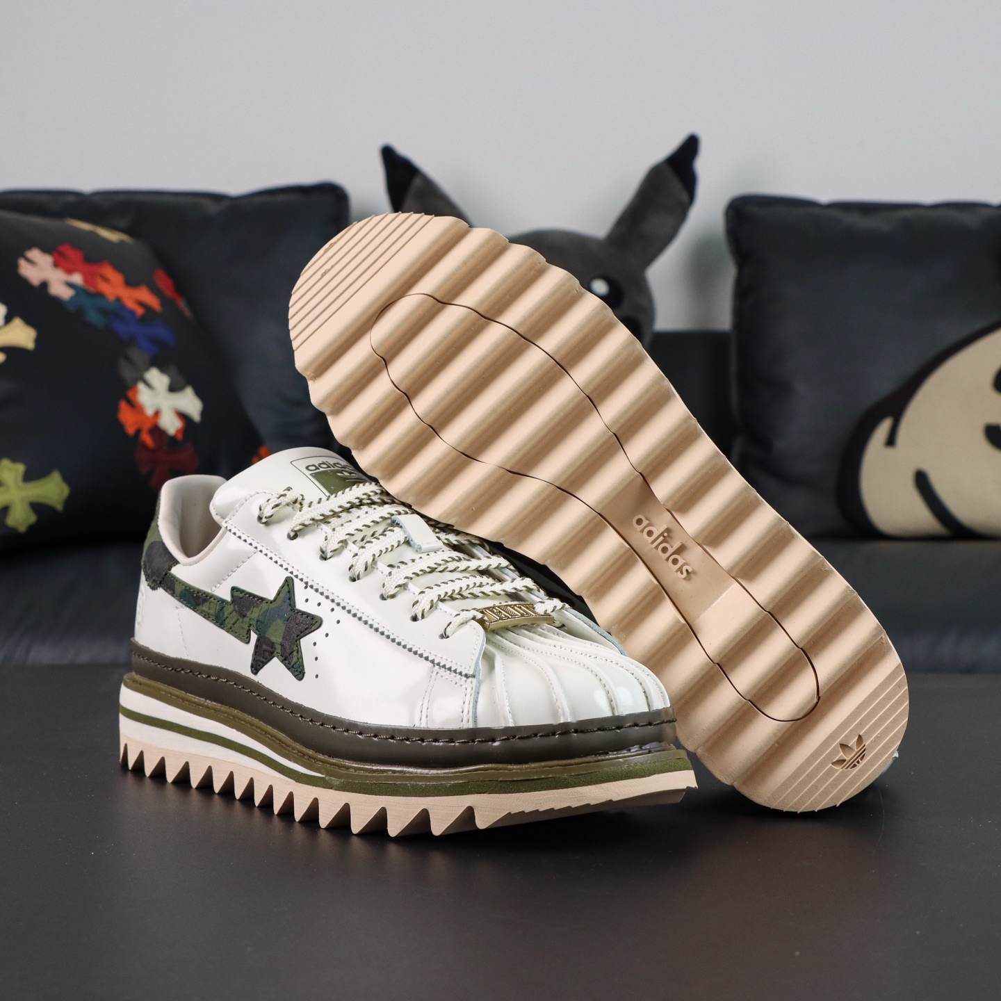 Adidas CLOT X BAPE SUPERSTAR BY E 陈冠希联名 锯齿休闲板鞋 大厂纯原生