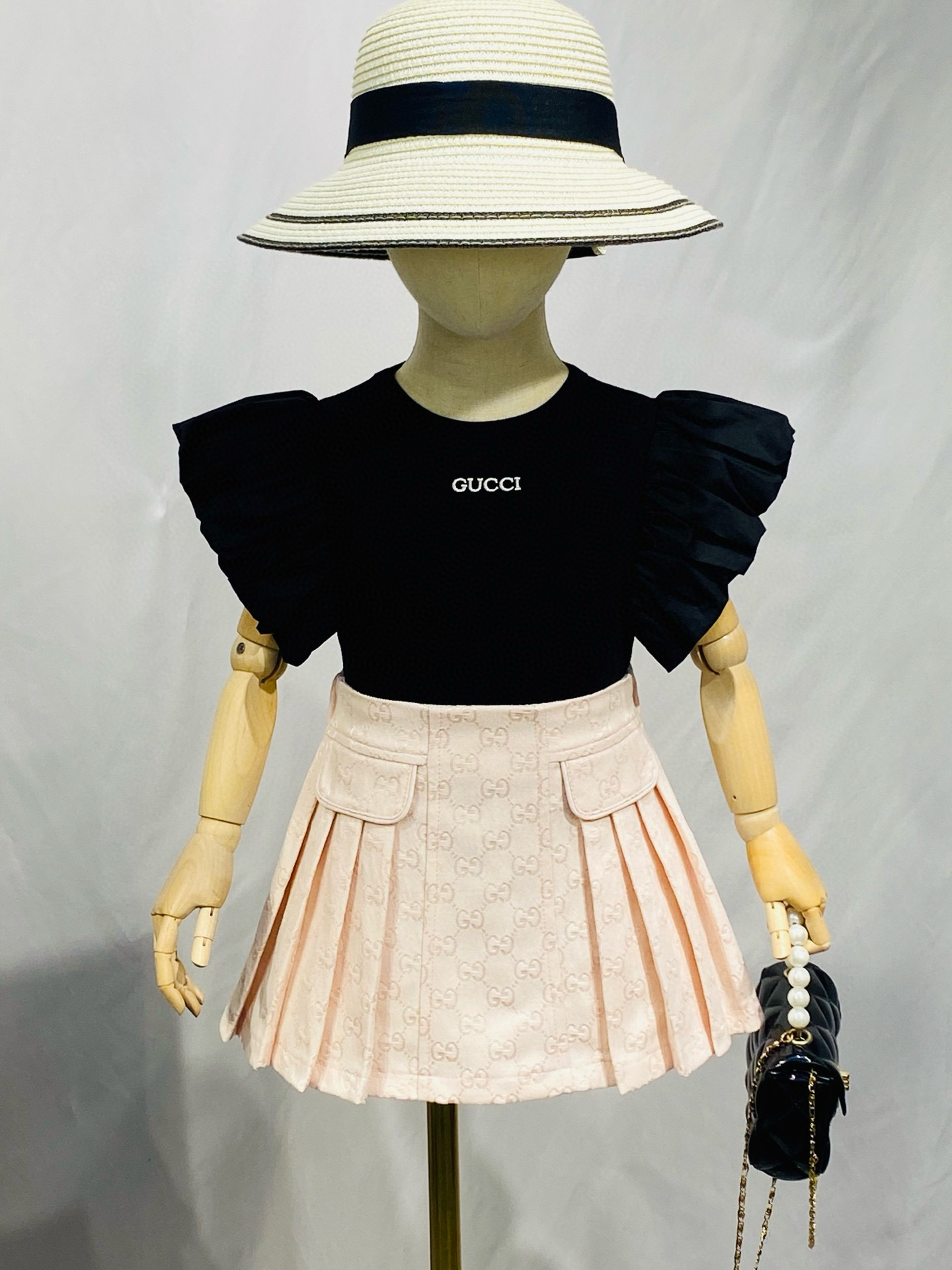 Girls' Floral Jacquard Skirt Set with Short Sleeve Cotton Top 8 i1741318726689 2493 0 5