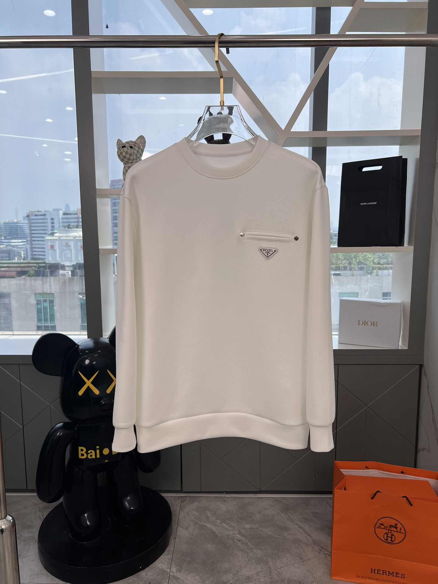 Prada Clothing Coats & Jackets Sweatshirts Black White Splicing Cotton Fall/Winter Collection Fashion