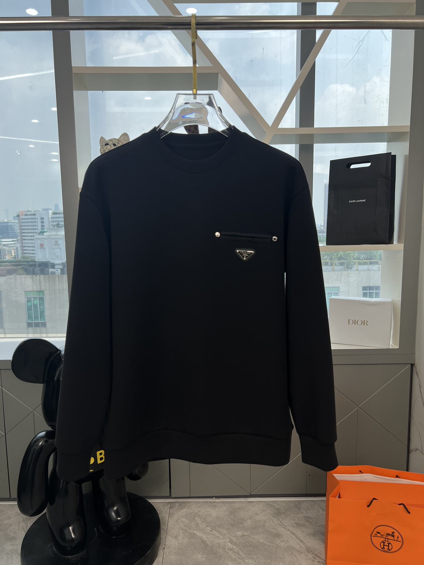 Prada Clothing Coats & Jackets Sweatshirts Black White Splicing Cotton Fall/Winter Collection Fashion