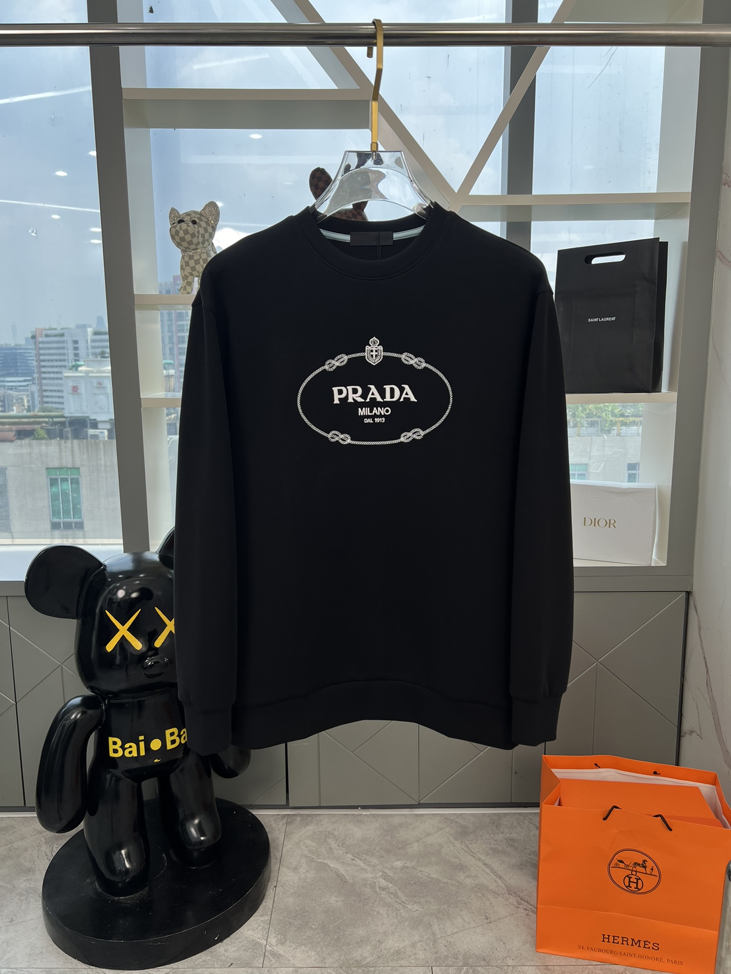 Prada Clothing Coats & Jackets Sweatshirts Black White Splicing Cotton Fall/Winter Collection Fashion