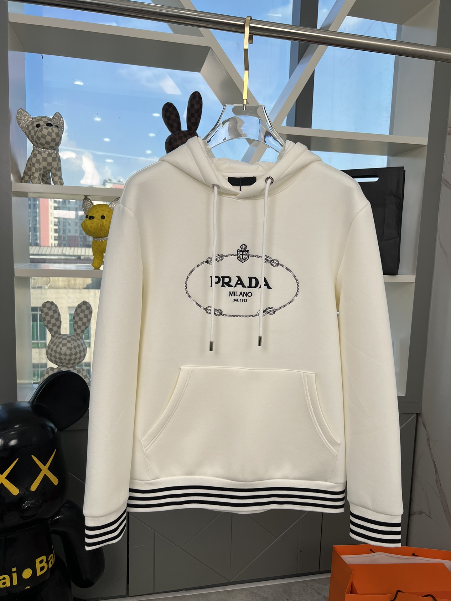 Prada Clothing Coats & Jackets Sweatshirts Black White Splicing Cotton Fall/Winter Collection Fashion