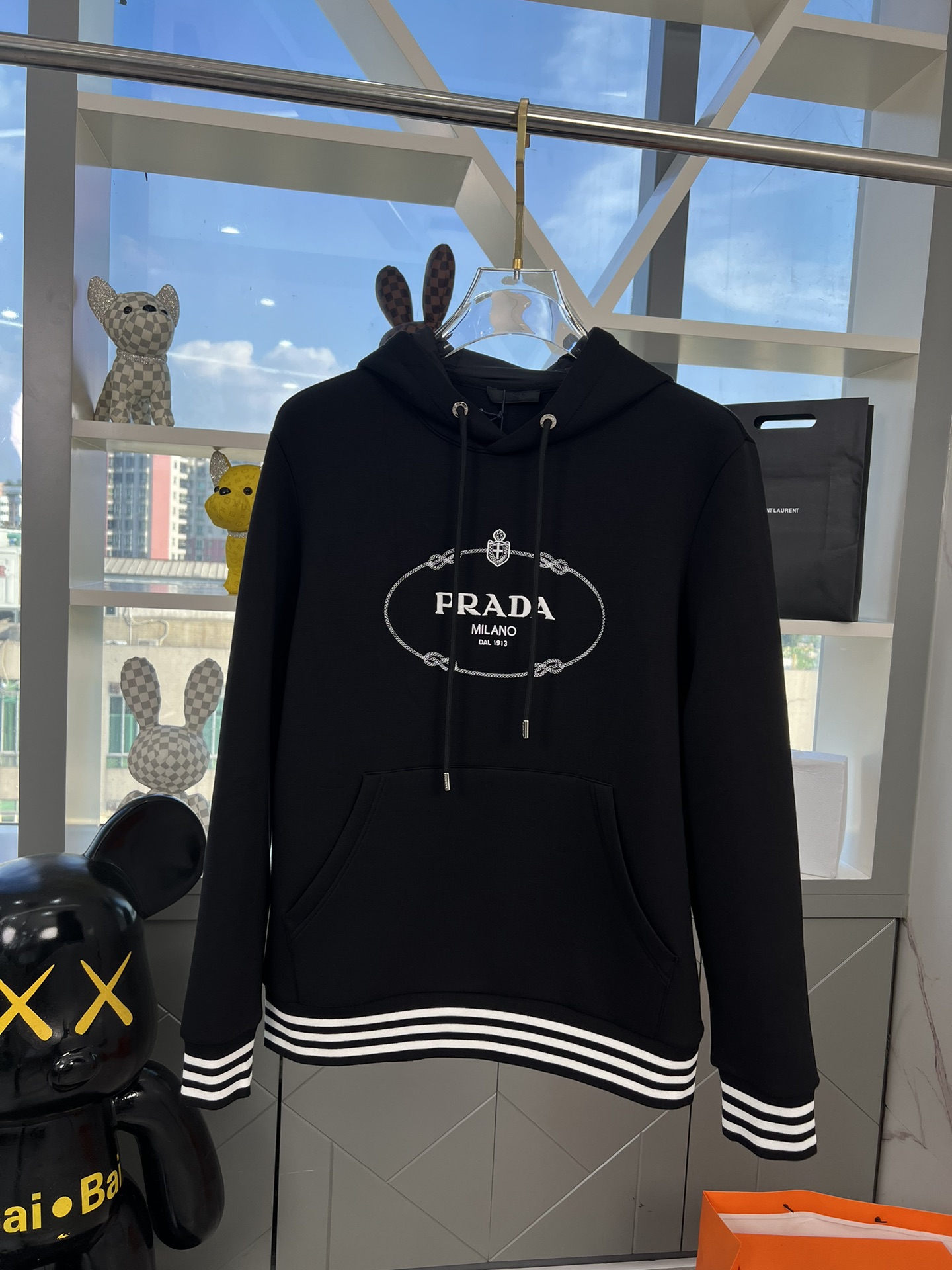 Prada Clothing Coats & Jackets Sweatshirts Copy AAA+
 Black White Splicing Cotton Fall/Winter Collection Fashion