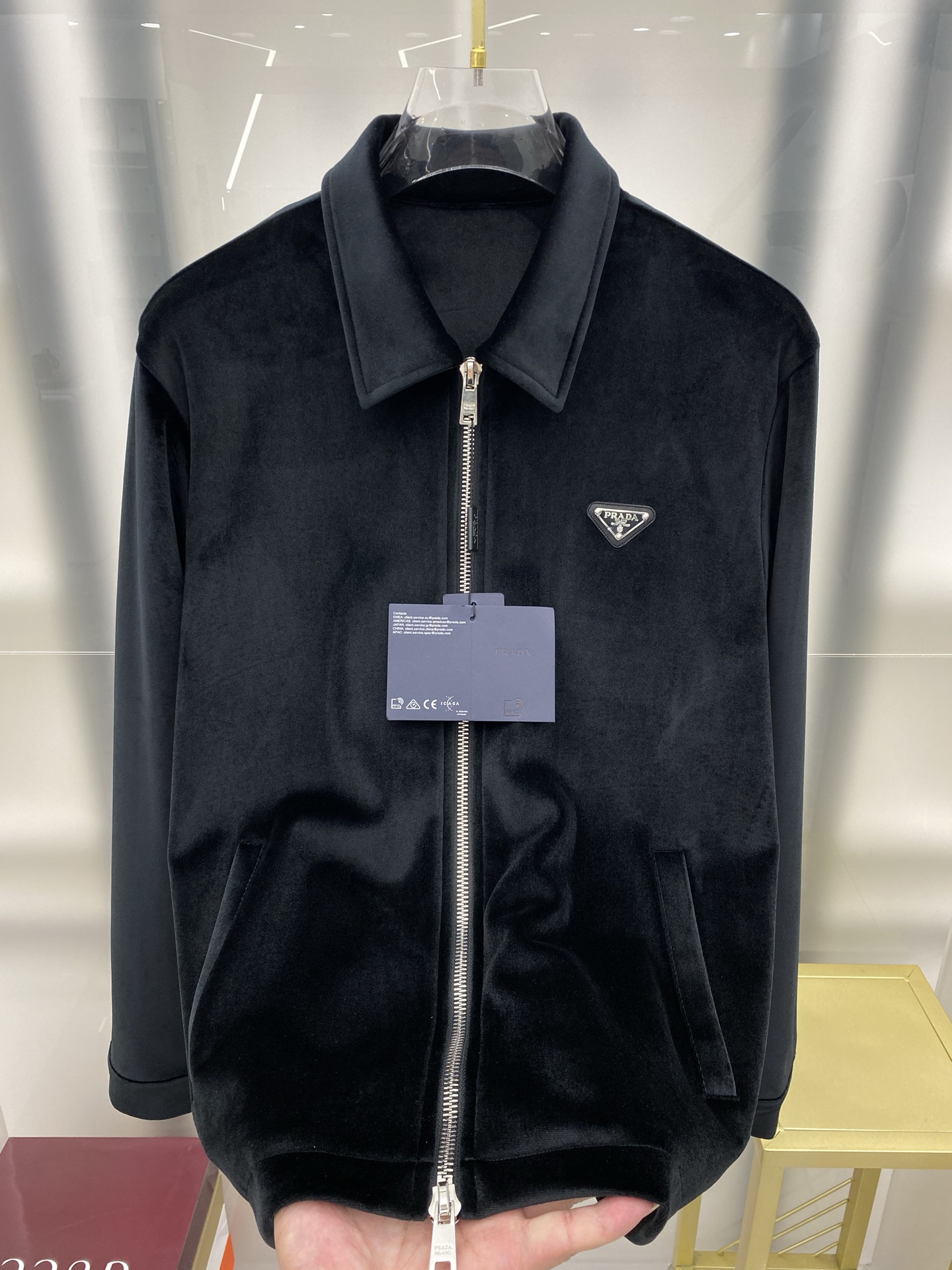普拉达 25SS丝绒丹宁横须贺夹克●正品35500购入开发●7*7斜纹植绒布●人丝里布●定制1：1链子●