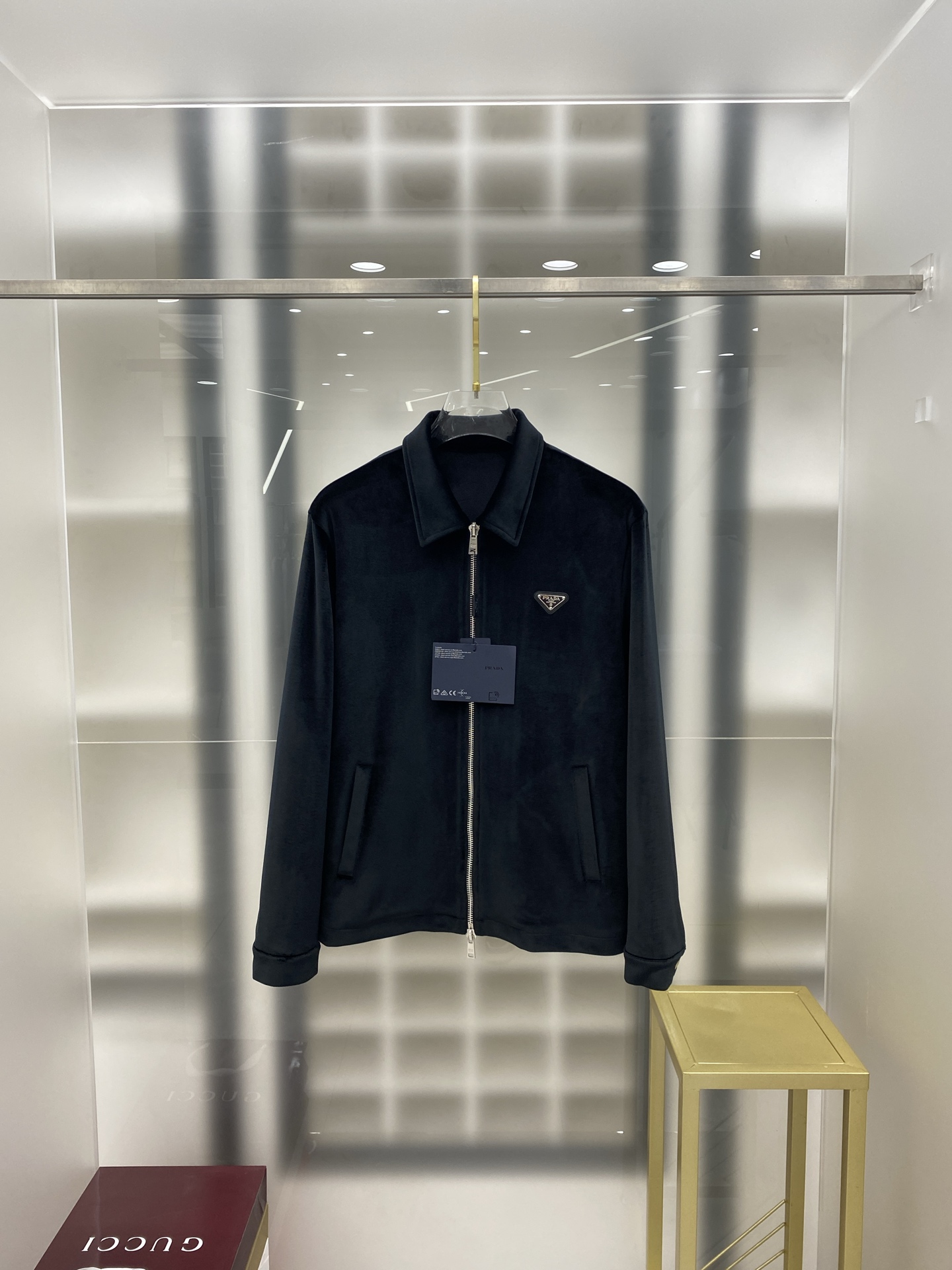 普拉达 25SS丝绒丹宁横须贺夹克●正品35500购入开发●7*7斜纹植绒布●人丝里布●定制1：1链子●