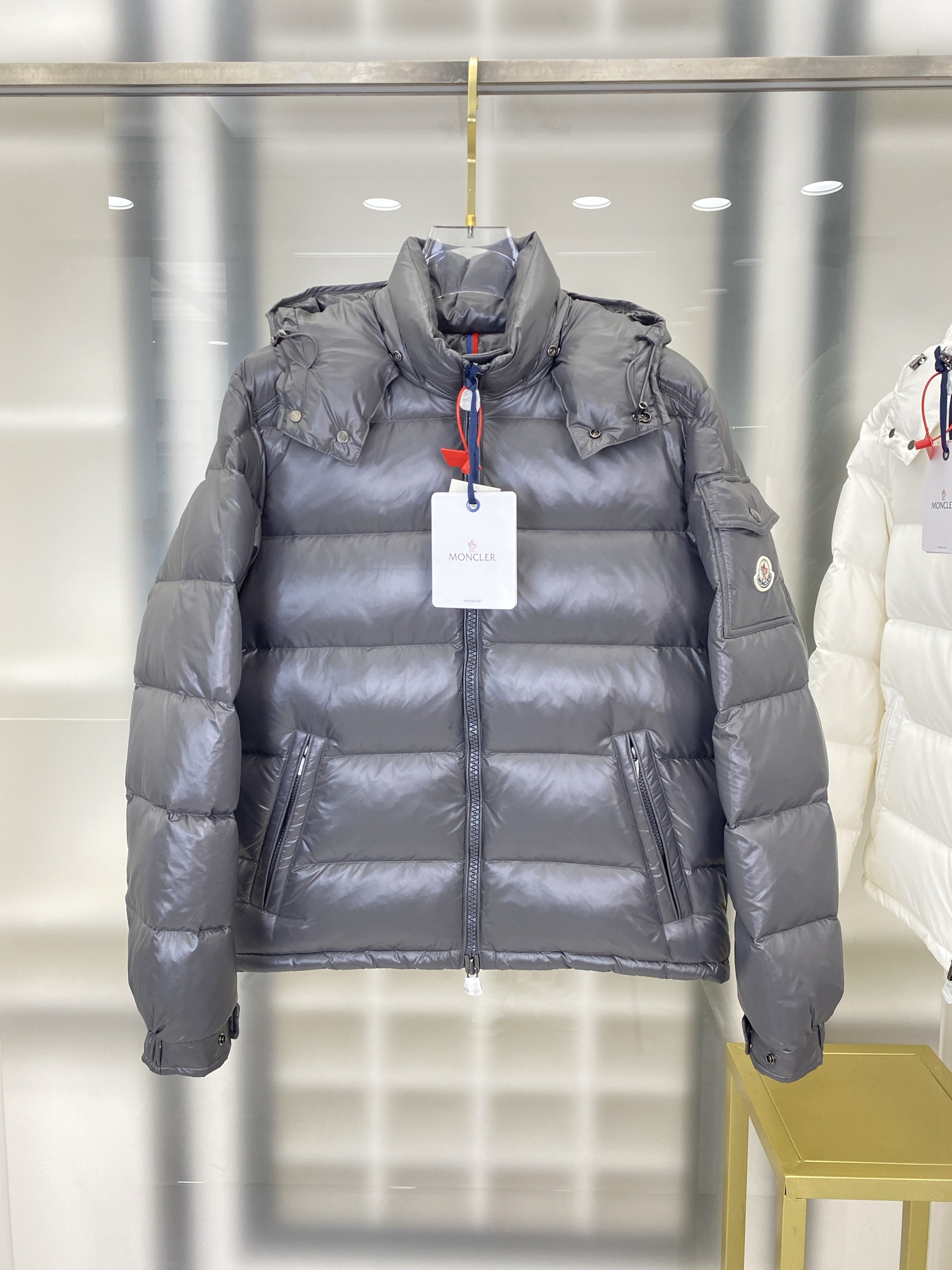 Moncler Glossy Gray Puffer Jacket