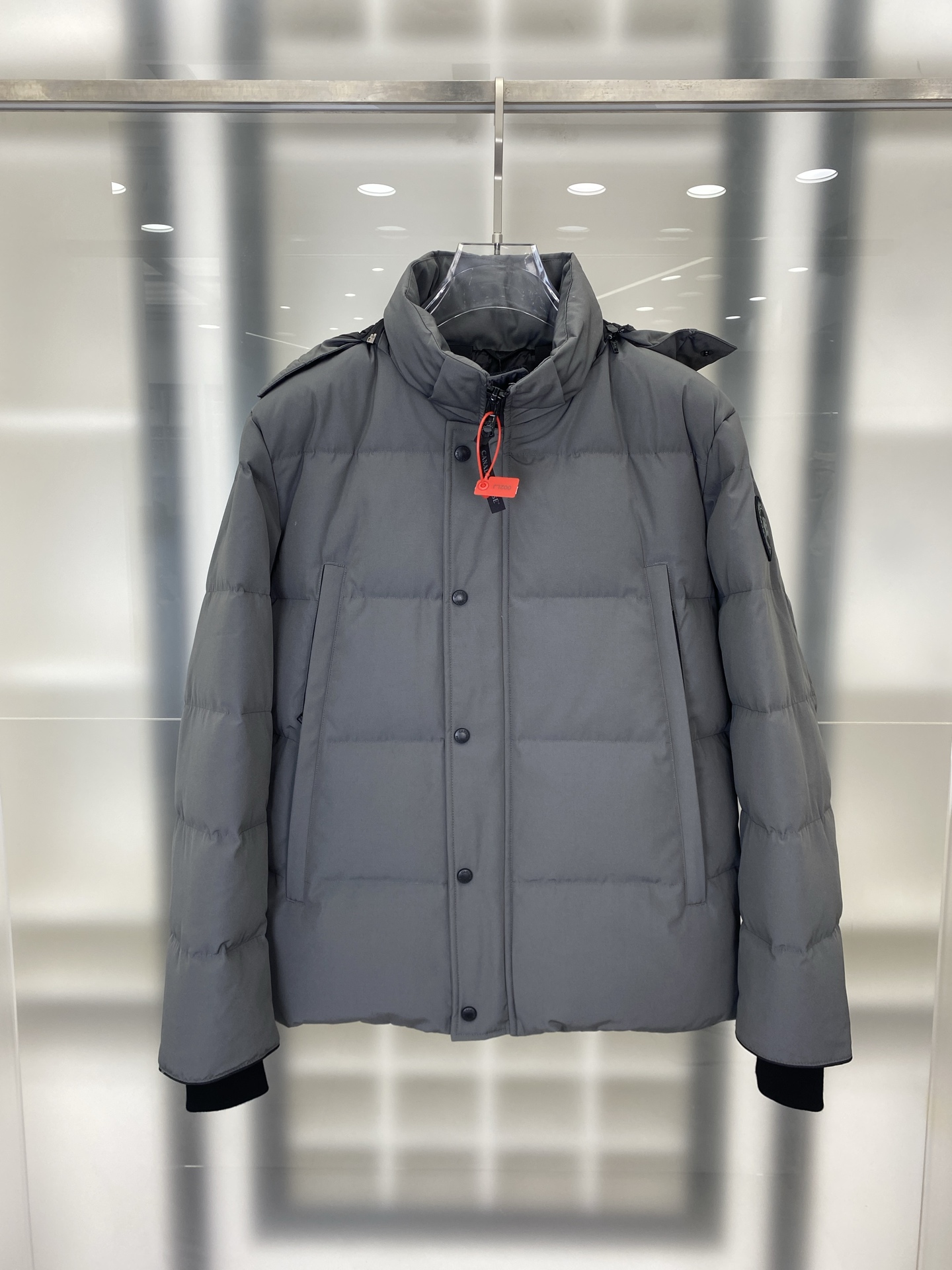 Gray Stand Collar Puffer Jacket