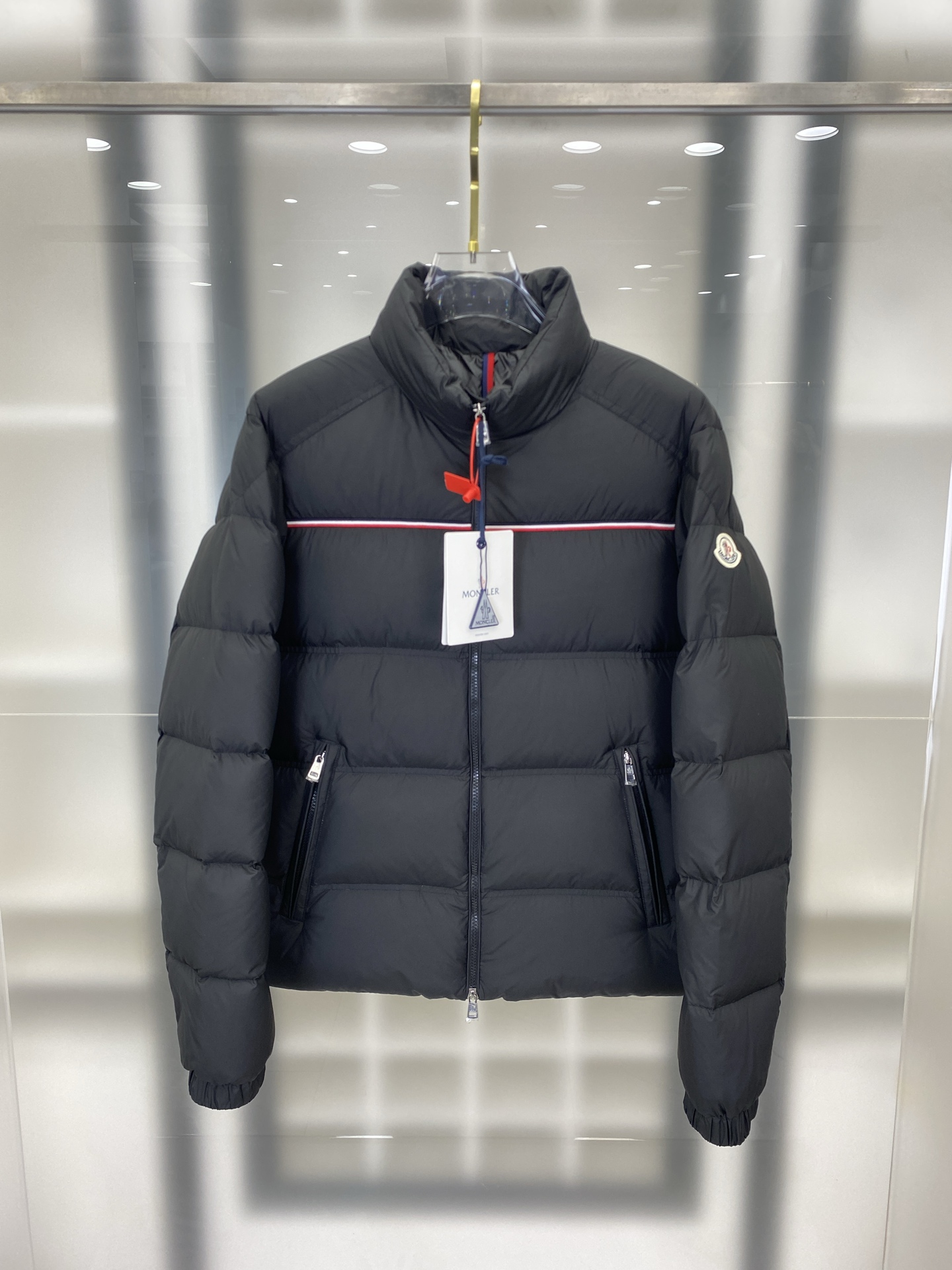 Moncler Black Chest Stripe Puffer Jacket