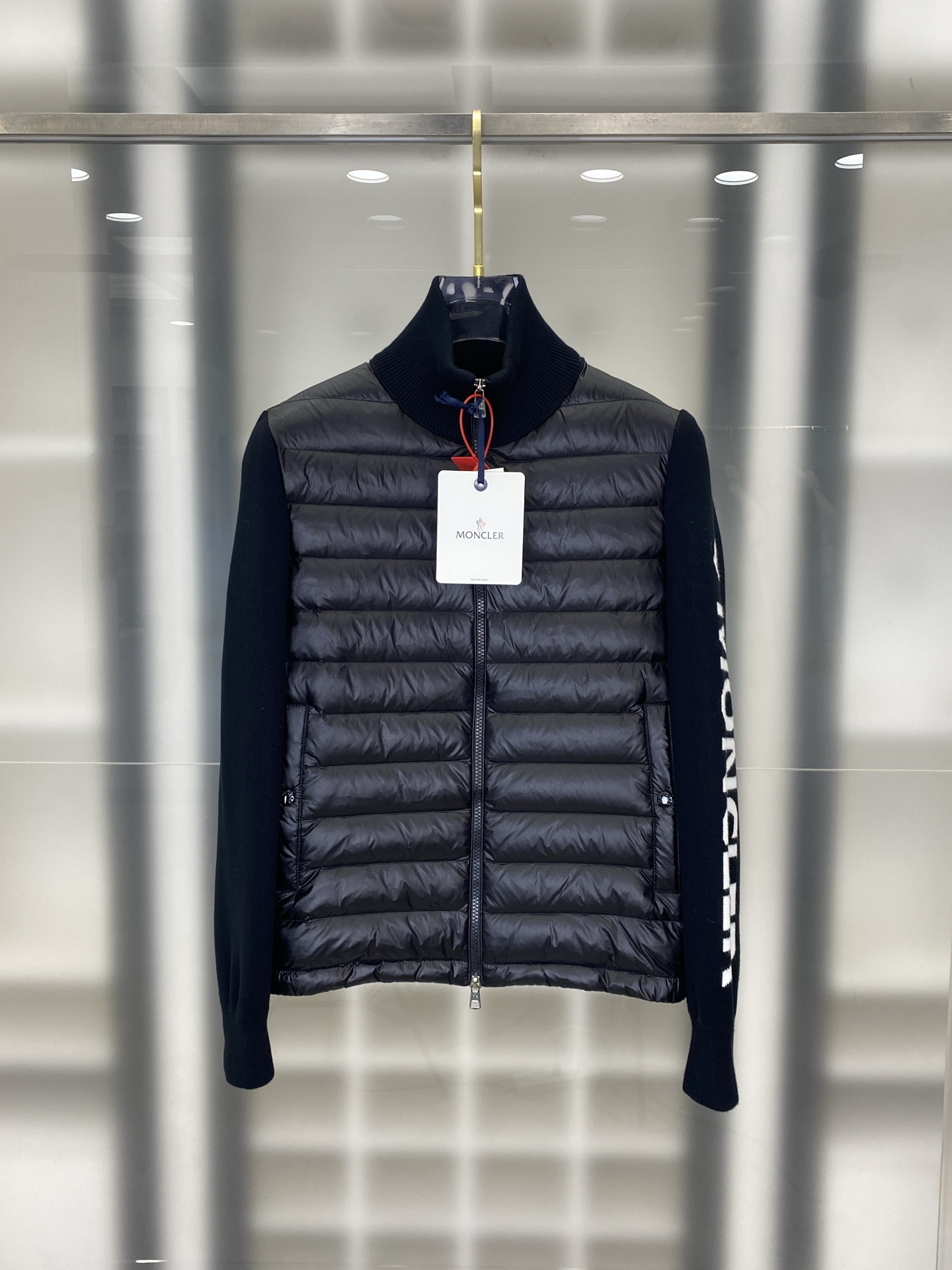 Moncler Black Quilted Front Zip Jacket