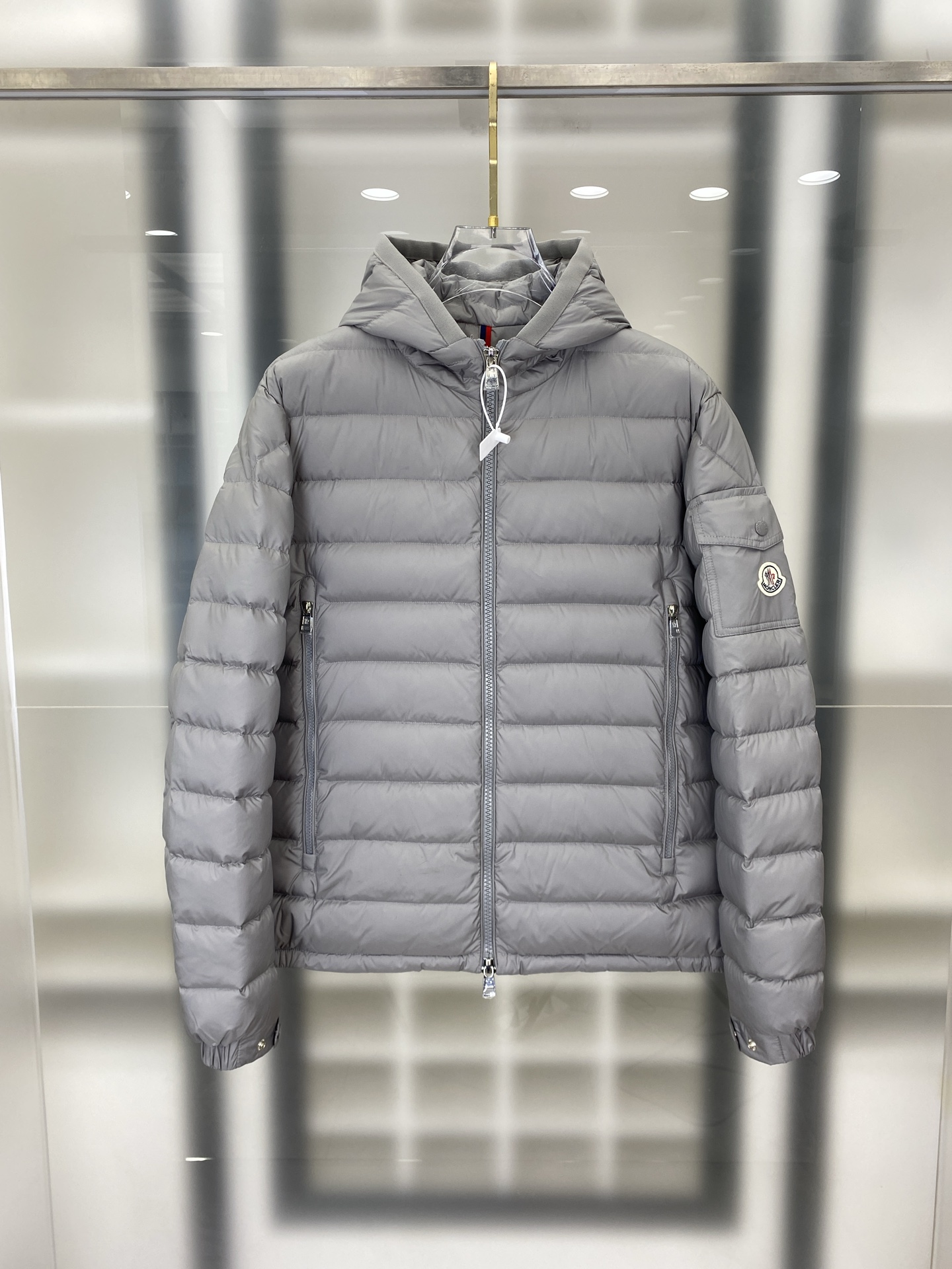 Moncler Gray Hooded Puffer Jacket