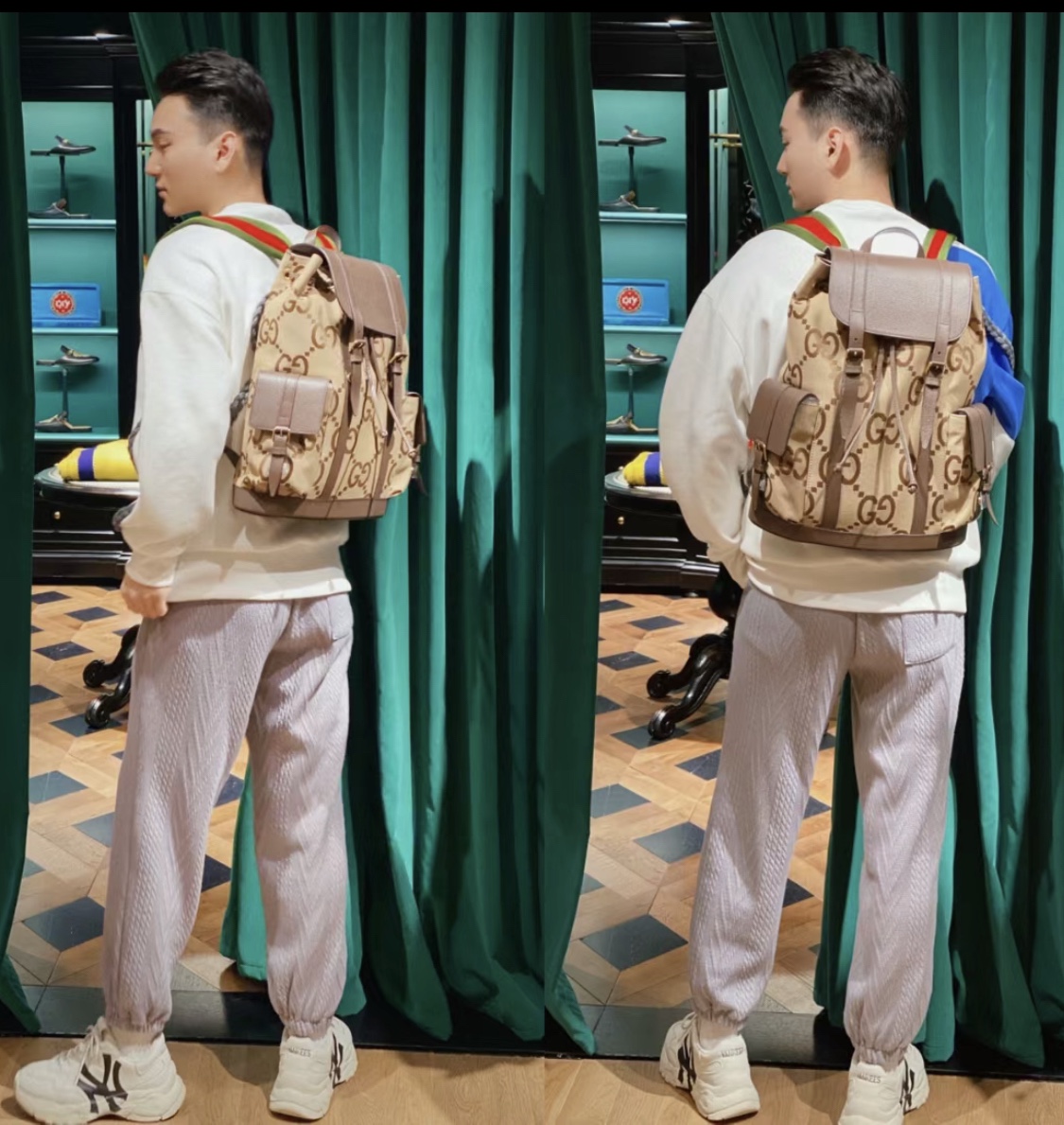 Gucci backpack has a high-end feel with a "dark" color.