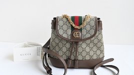 Gucci GG Supreme Bags Backpack Beige Brown Gold Green Red White Canvas Cotton PVC Mini