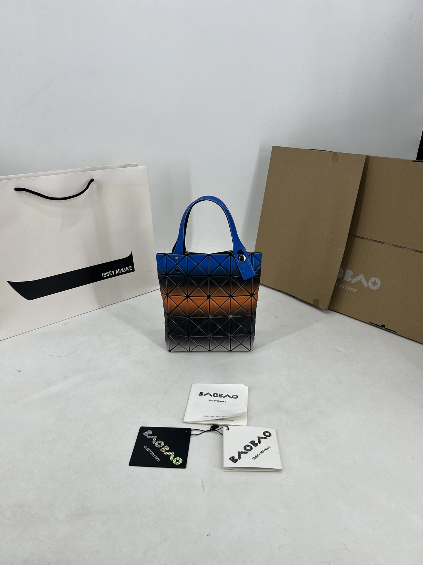 Issey Miyake BAO BAO Rainbow Mini Tote Bag - Blue, Orange & Grey