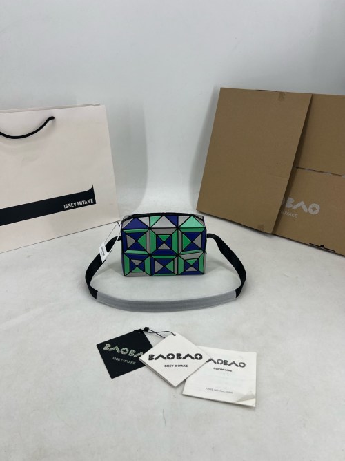 Issey Miyake Cupid Small Tote Bag - Blue Green Geometric Design 1 Issey Miyake Cupid Small Tote Bag - Blue Green Geometric Design