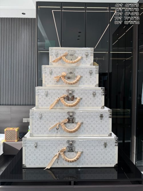 Louis Vuitton White Monogram Suitcase Customized Travel Trunk 40-80 inches 1 Louis Vuitton White Monogram Suitcase Customized Travel Trunk 40-80 inches