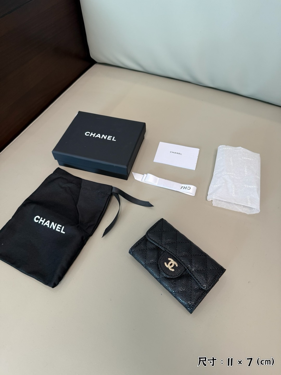 CHANEL Sheepskin Small Card Bag 💋 Fashionable and generous 😘Size: 11 × 7 - Comprehensive
