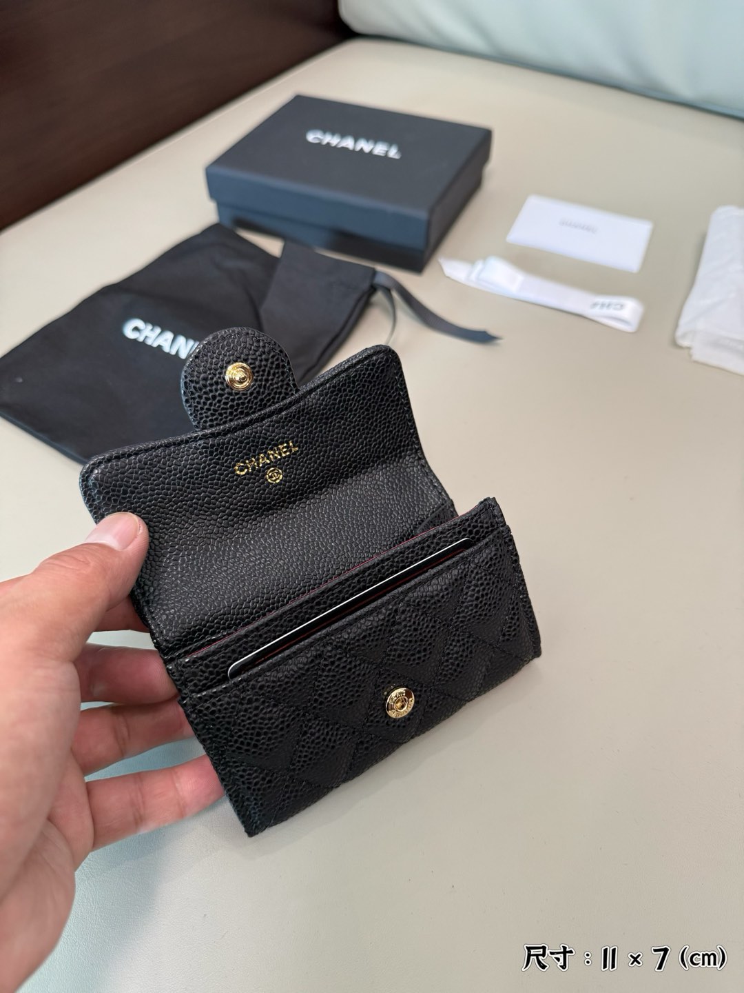 CHANEL Sheepskin Small Card Bag 💋  Fashionable and generous 😘Size: 11 × 7 - Comprehensive 8