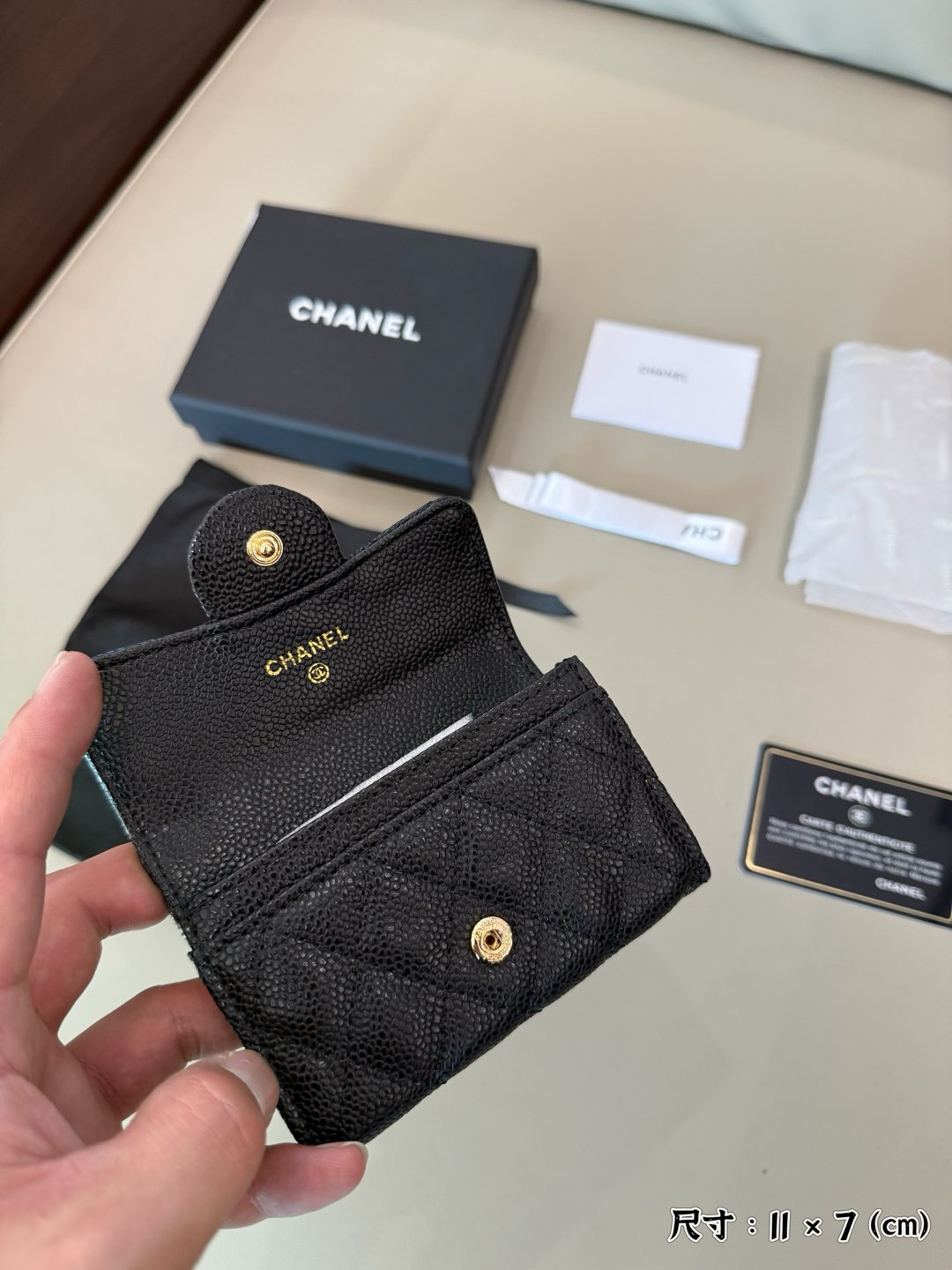 CHANEL Sheepskin Small Card Bag 💋  Fashionable and generous 😘Size: 11 × 7 - Comprehensive 7