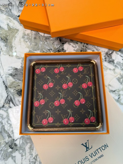 Louis Vuitton Walnut Tray with Cherry Pattern, Handmade Decorative Tray 1 Louis Vuitton Walnut Tray with Cherry Pattern, Handmade Decorative Tray