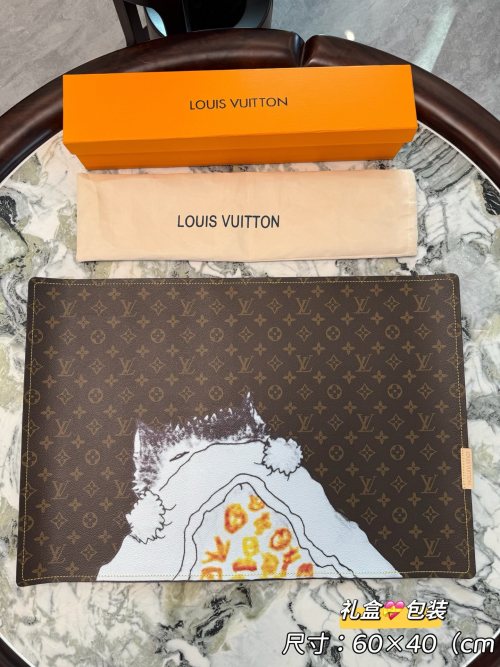 Louis Vuitton Reversible Placemat Table Mat, Monogram Canvas with Cat Print 1 Louis Vuitton Reversible Placemat Table Mat, Monogram Canvas with Cat Print
