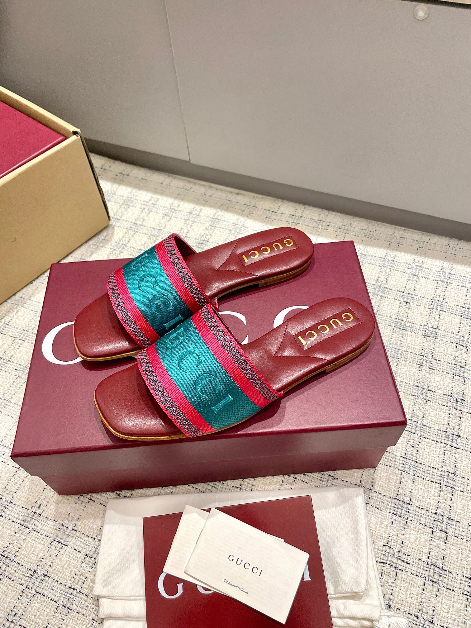 Gucci Embroidered Canvas Mules Sandals Square Toe Leather Sole Size 35-39 5 a1742721604077 1672
