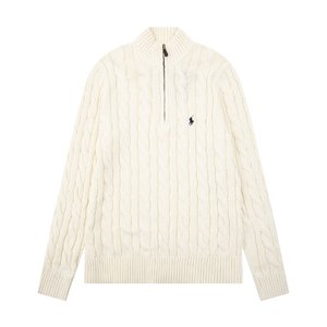 Ralph Lauren Clothing Knit Sweater Polo Sweatshirts Khaki White Unisex Men Cotton Genuine Leather Knitting Fall/Winter Collection