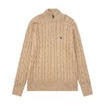 Ralph Lauren Clothing Knit Sweater Polo Sweatshirts Khaki White Unisex Men Cotton Genuine Leather Knitting Fall/Winter Collection