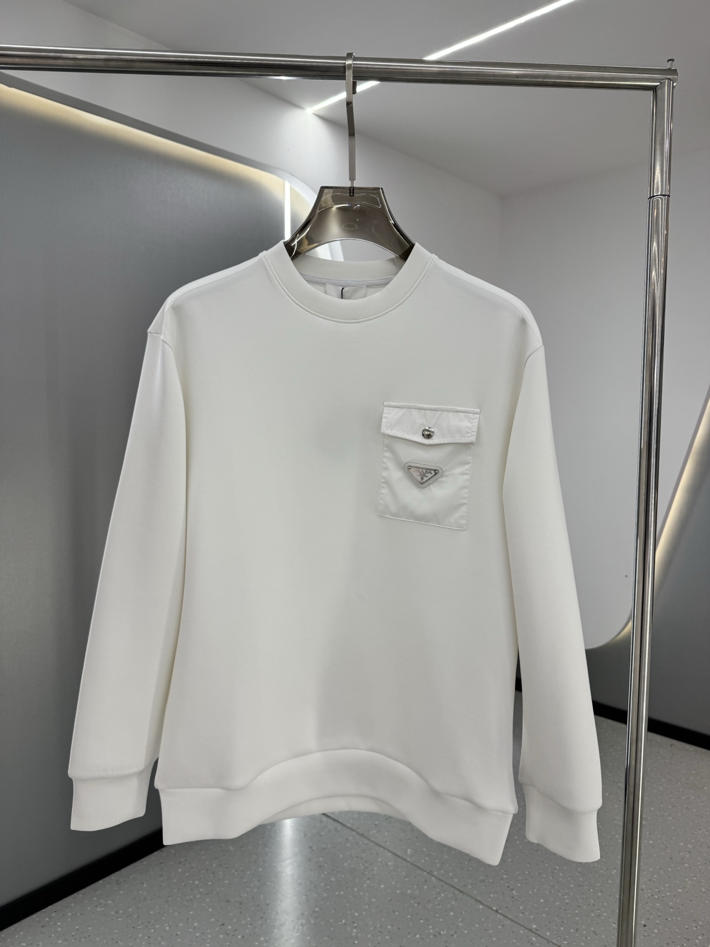 Prada White Pocket Crewneck Sweatshirt