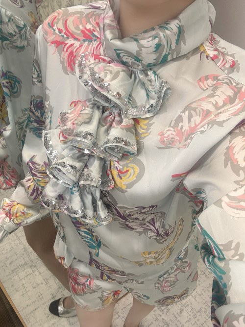 Elegant Floral Print Shirt and Shorts Set with Ruffle and Sequin Details 1 Elegant Floral Print Shirt and Shorts Set with Ruffle and Sequin Details