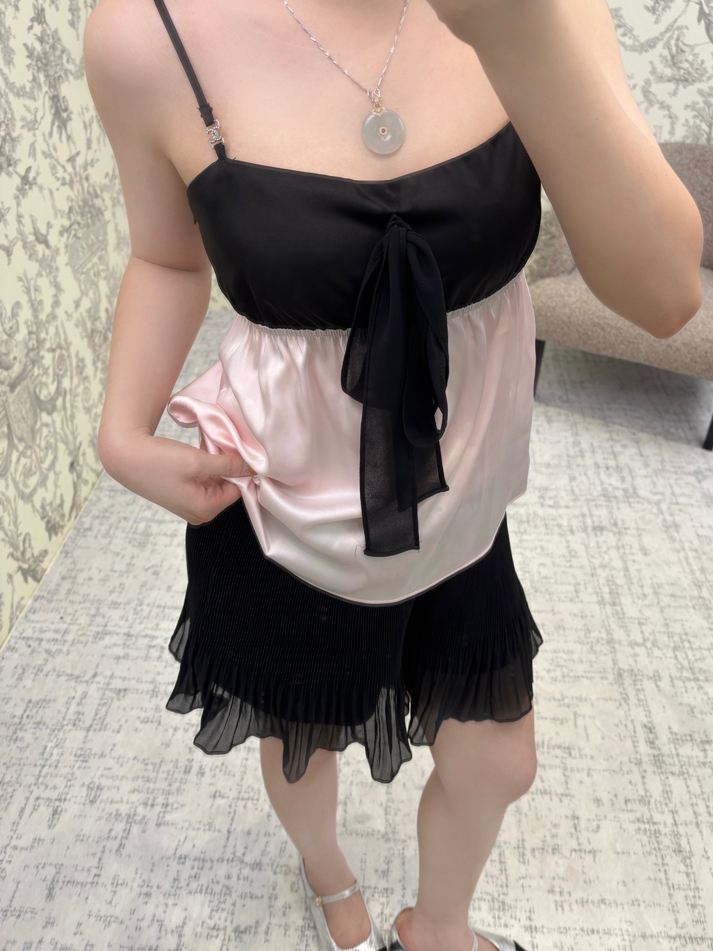 CH 2025 Black and Pink Satin Camisole Top - Adjustable Straps, Summer Collection 6 i1754229258756 3675 0 2