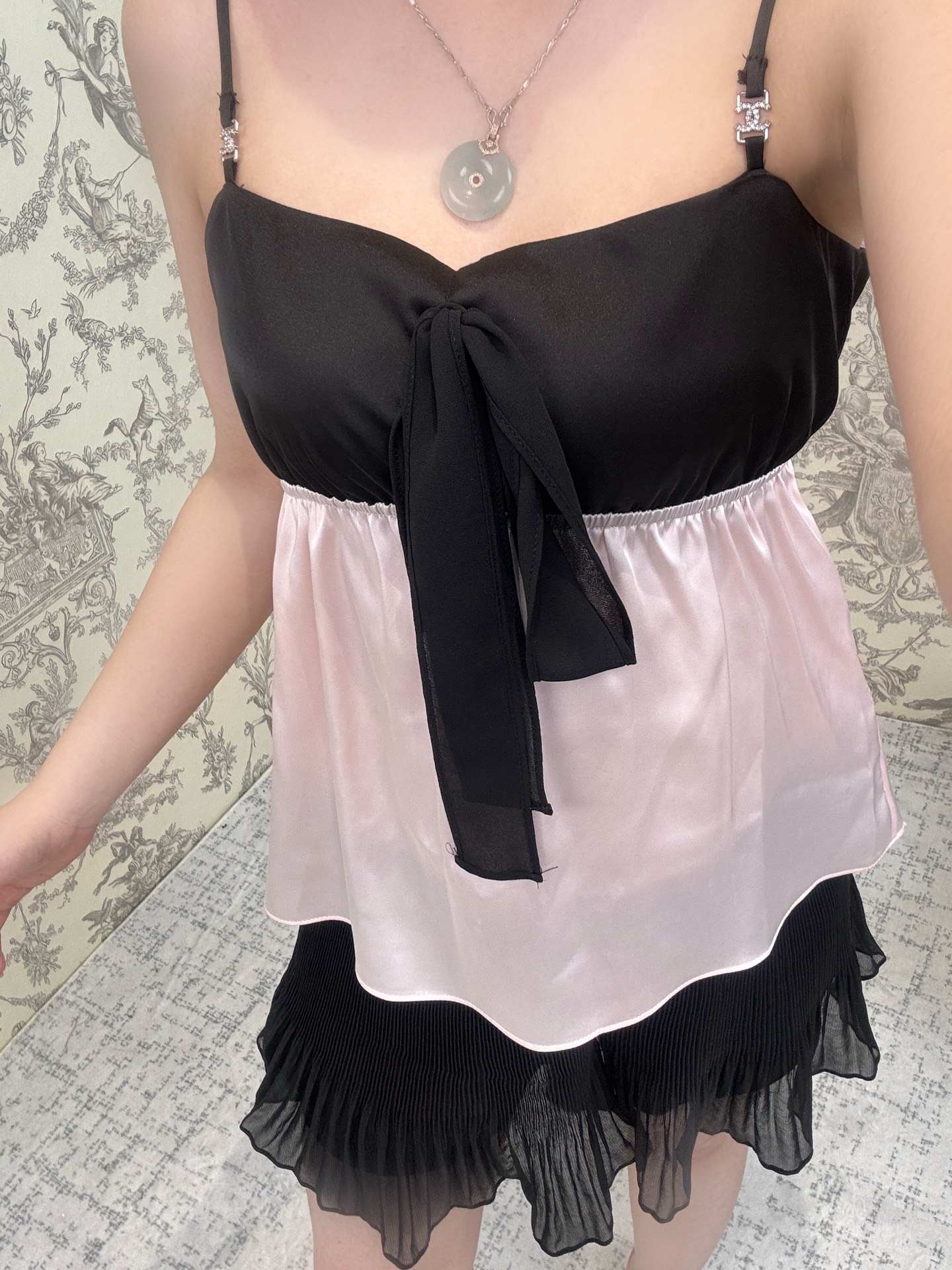 CH 2025 Black and Pink Satin Camisole Top - Adjustable Straps, Summer Collection 7 i1754229258798 2628 0 3
