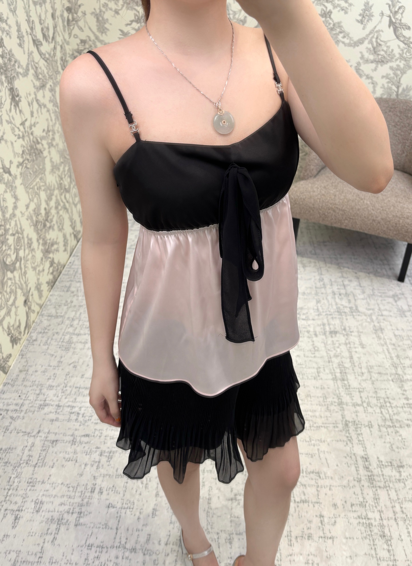CH 2025 Black and Pink Satin Camisole Top - Adjustable Straps, Summer Collection 4 i1754229258804 7719 0 0