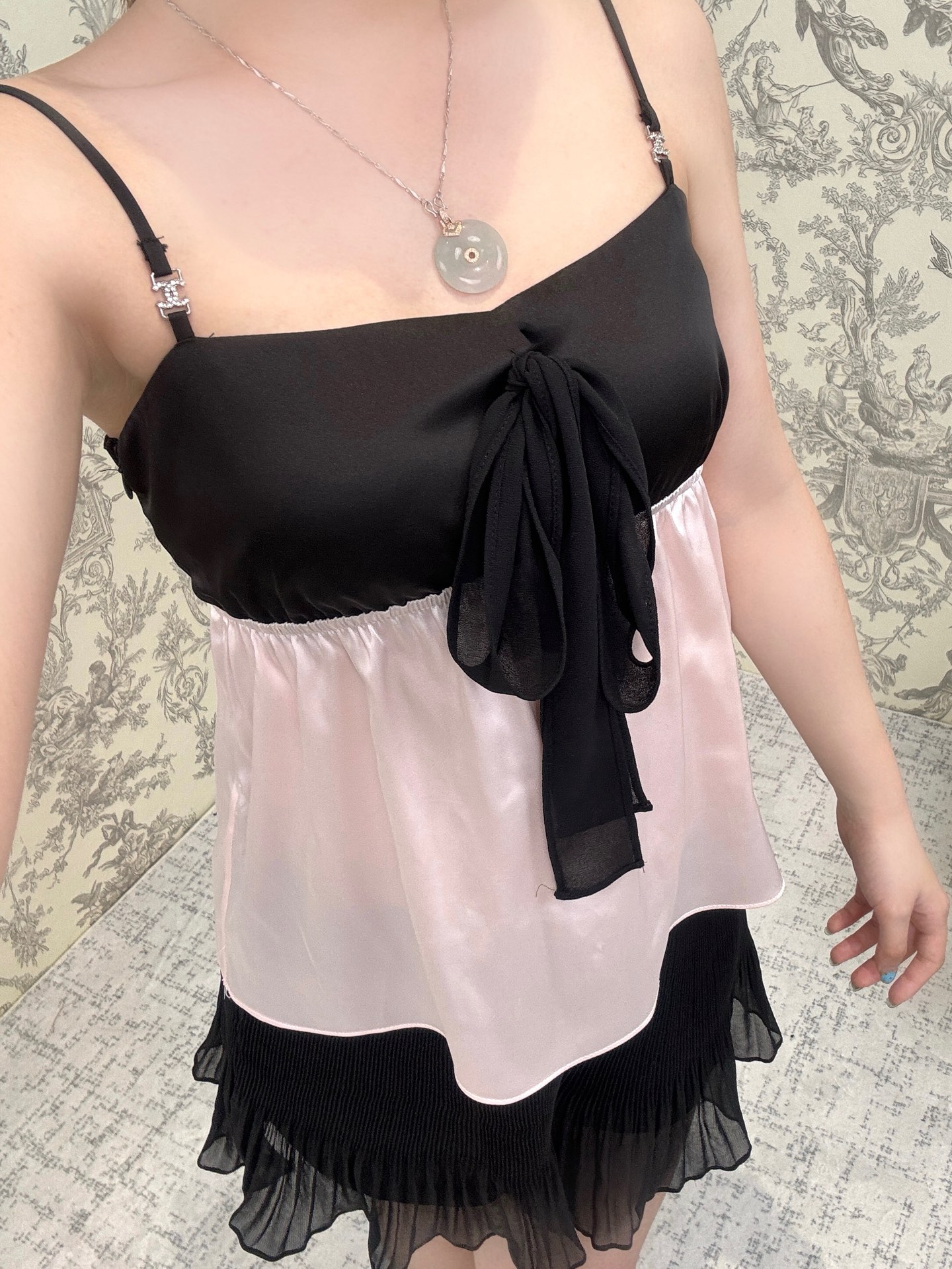CH 2025 Black and Pink Satin Camisole Top - Adjustable Straps, Summer Collection 5 i1754229260555 8889 0 1